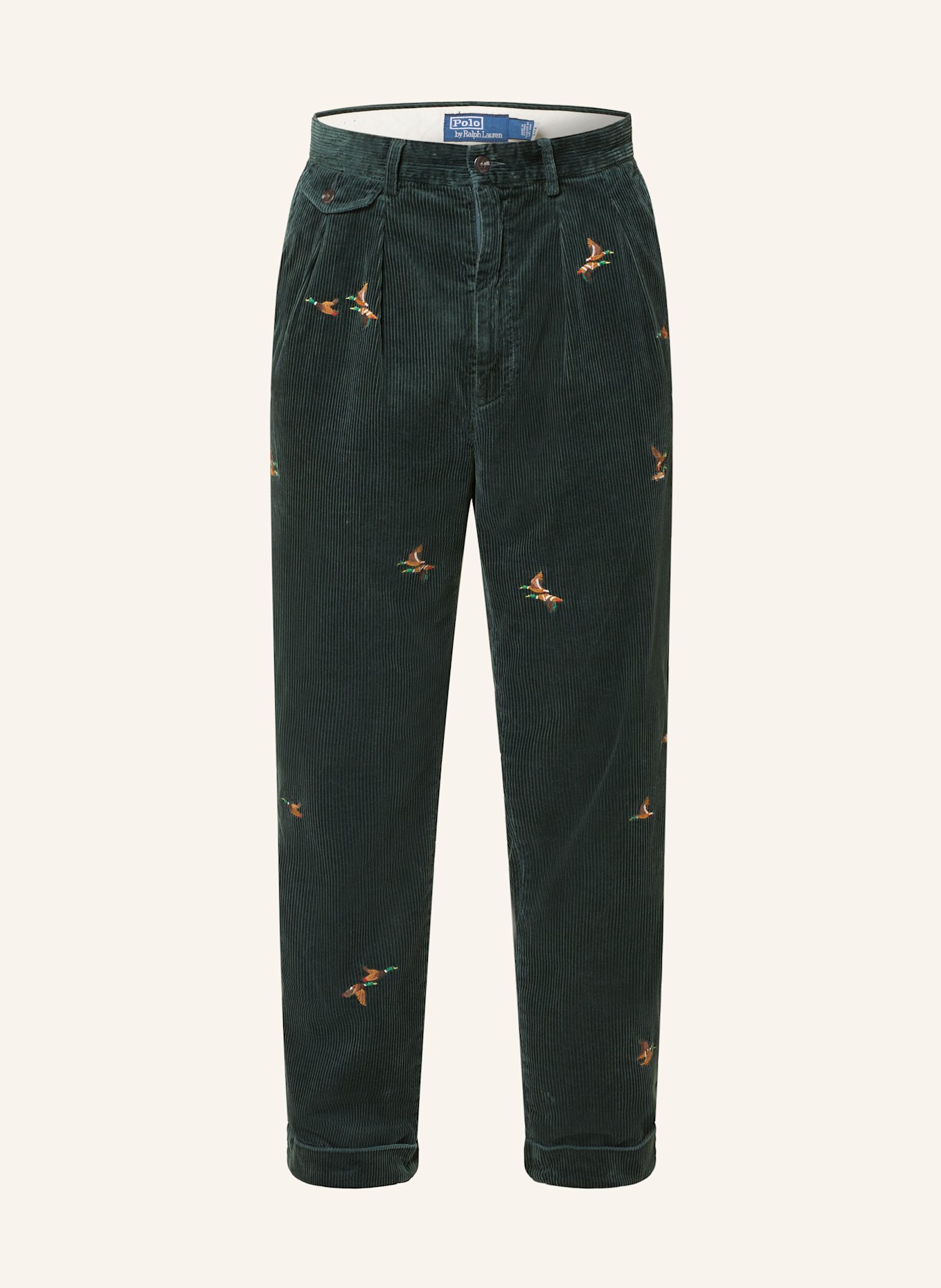 POLO RALPH LAUREN Corduroy trousers relaxed fit in dark green brown red