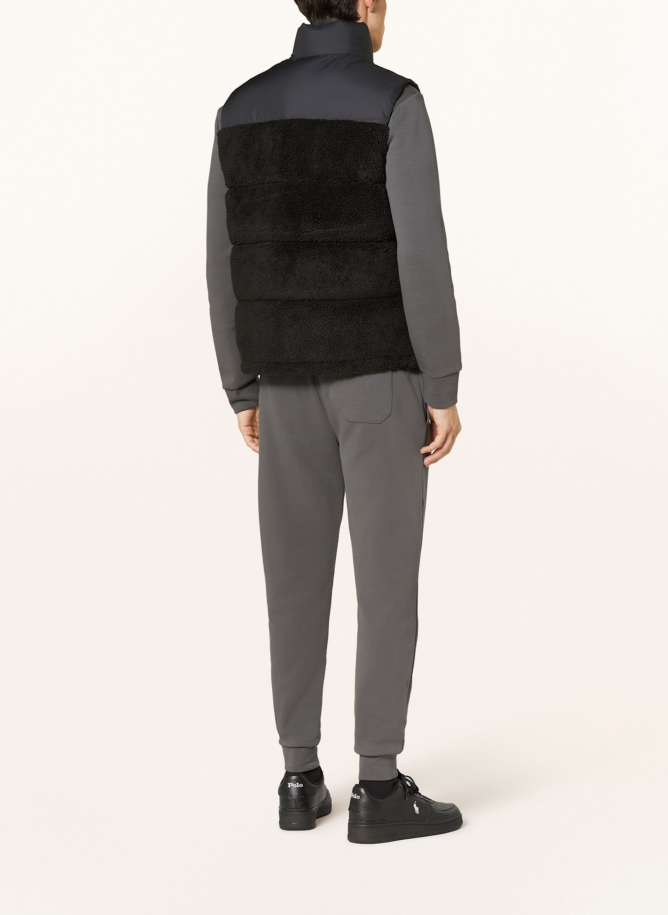 POLO RALPH LAUREN Daunenweste mit Teddyfell: SCHWARZ