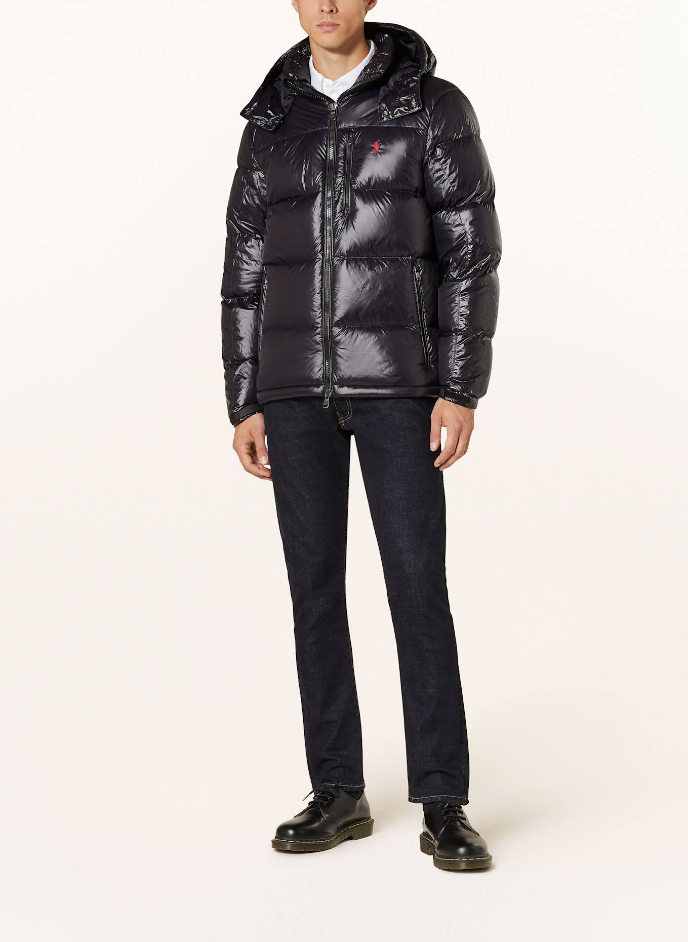 POLO RALPH LAUREN Down jacket with removable hood in black
