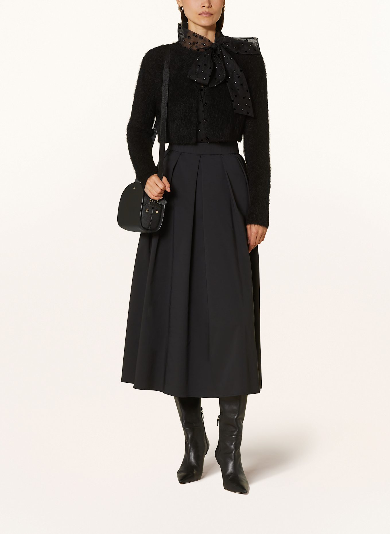 RIANI Cropped-Strickjacke aus Alpaka: SCHWARZ