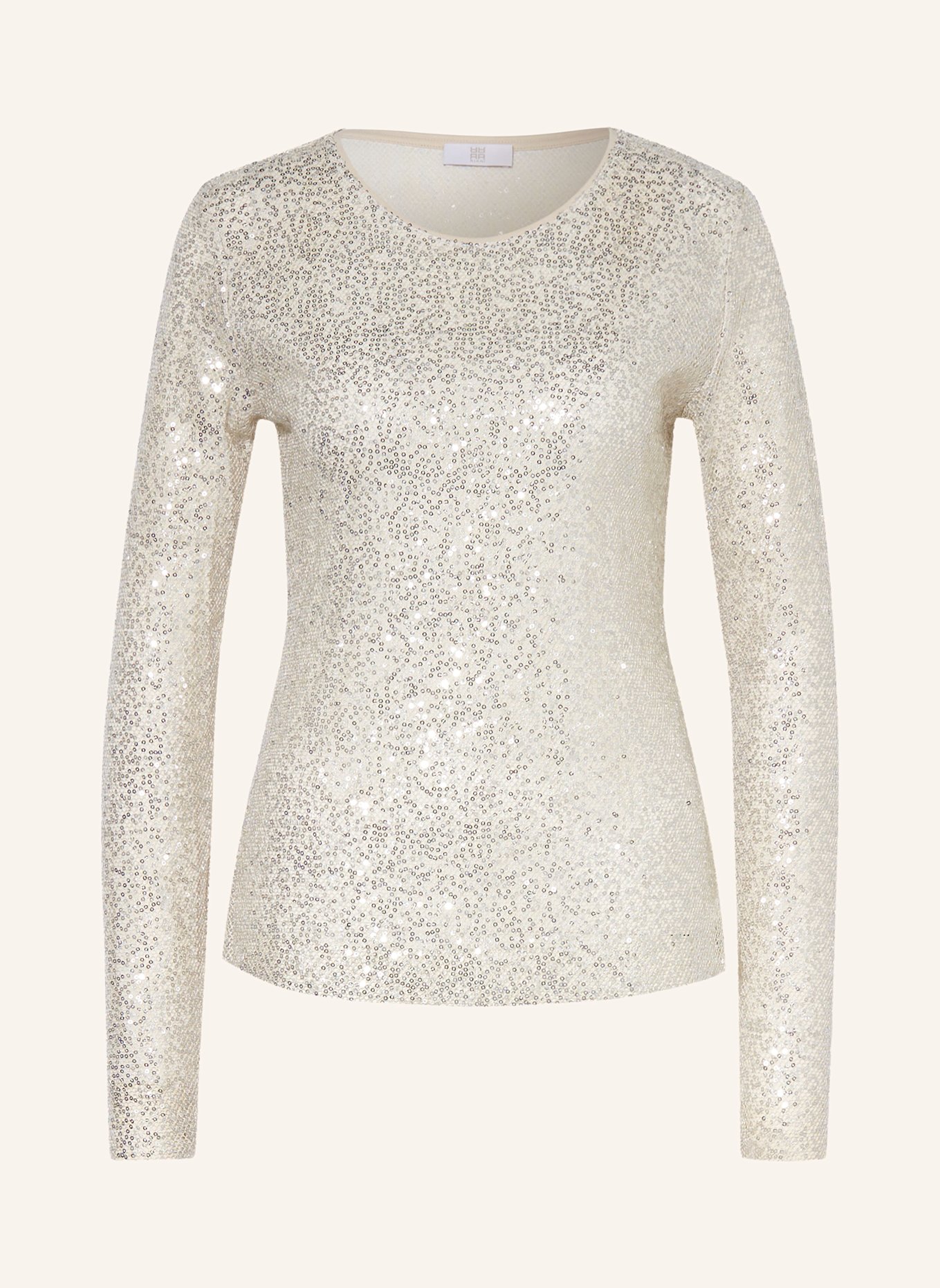 RIANI Long sleeve shirt with sequins in white silver