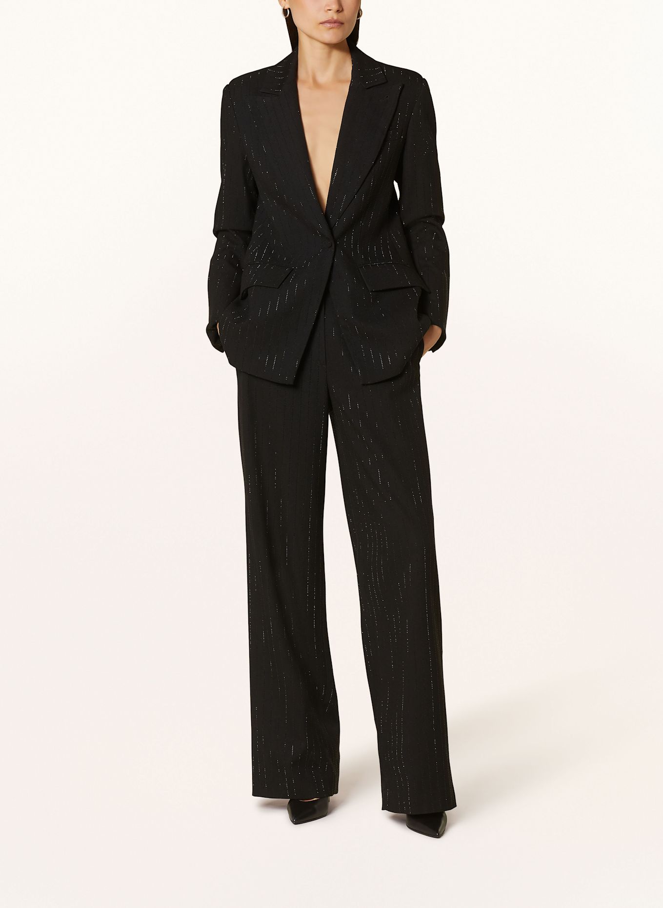 RIANI Spodnie marlena z obszyciem ozdobnymi kamykami: CZARNY