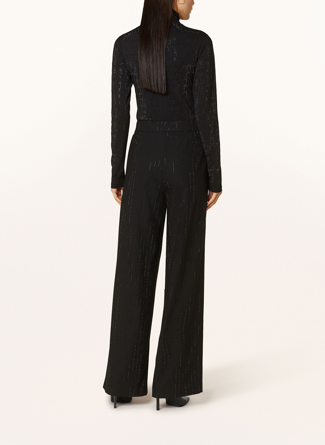 RIANI Spodnie marlena z obszyciem ozdobnymi kamykami: CZARNY