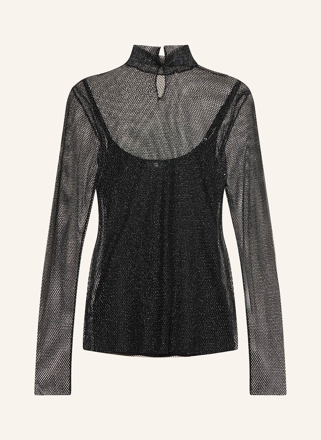RIANI Long sleeve shirt with glitter thread: BLACK
