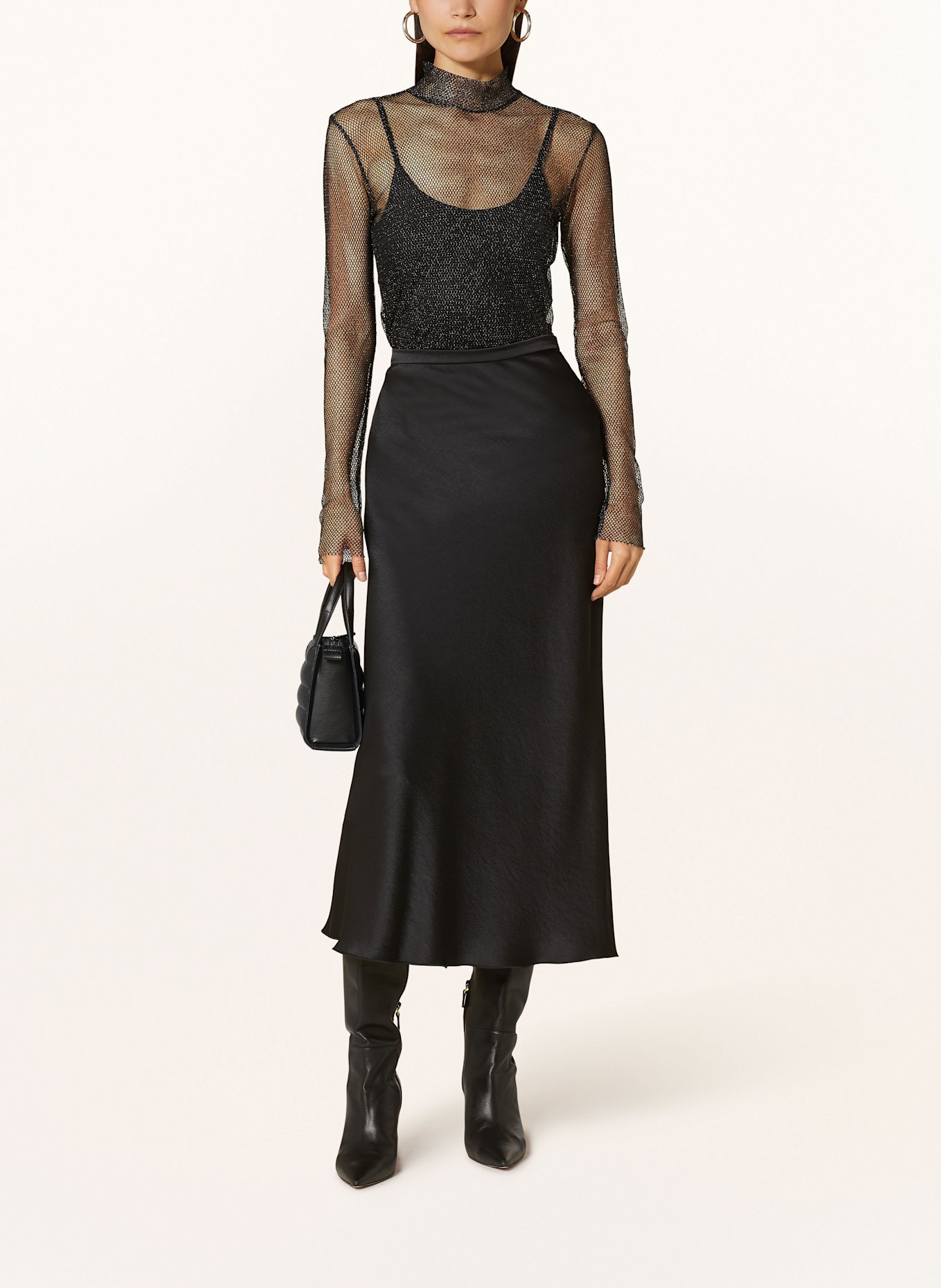 RIANI Long sleeve shirt with glitter thread: BLACK