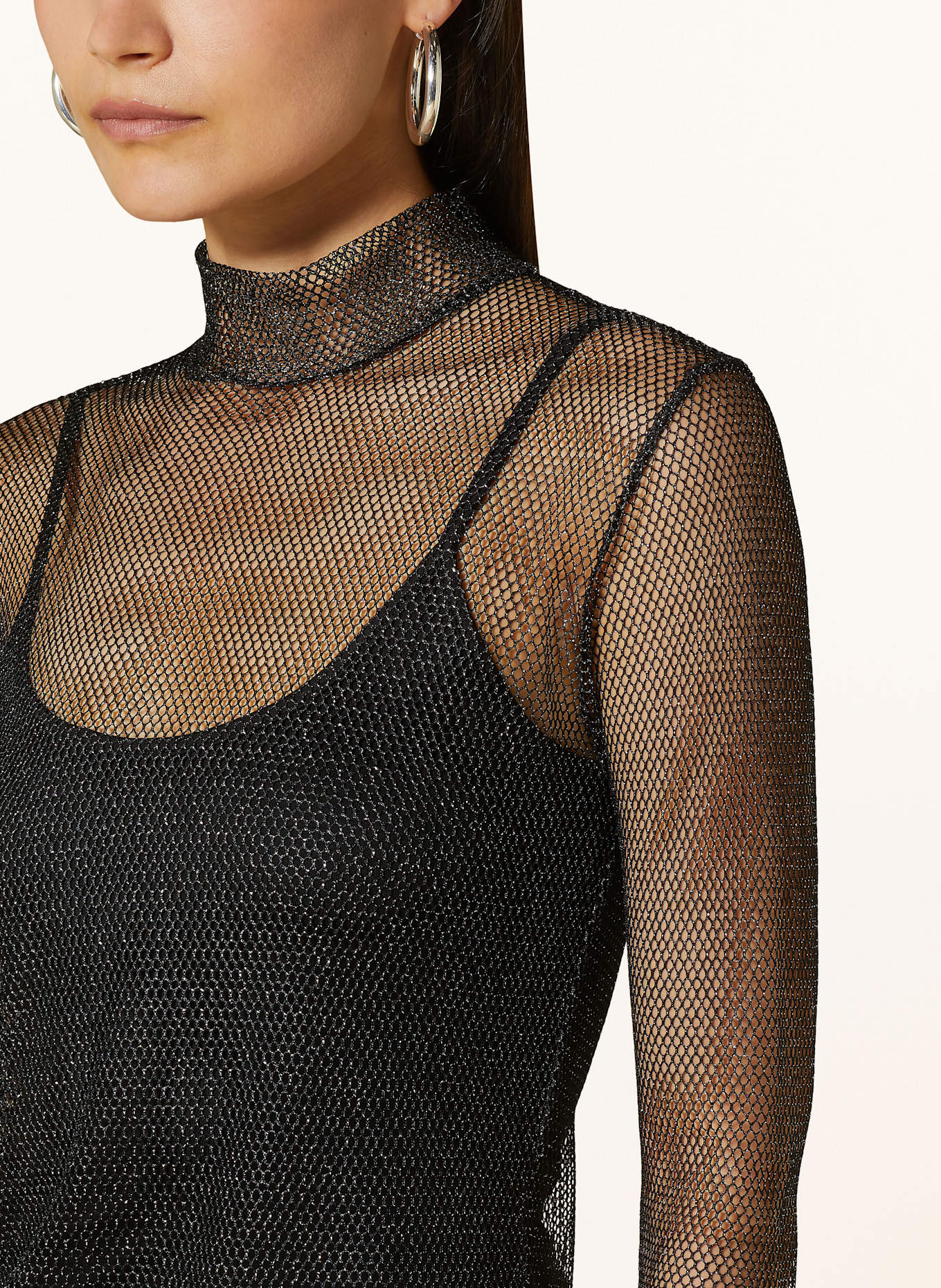 RIANI Long sleeve shirt with glitter thread: BLACK