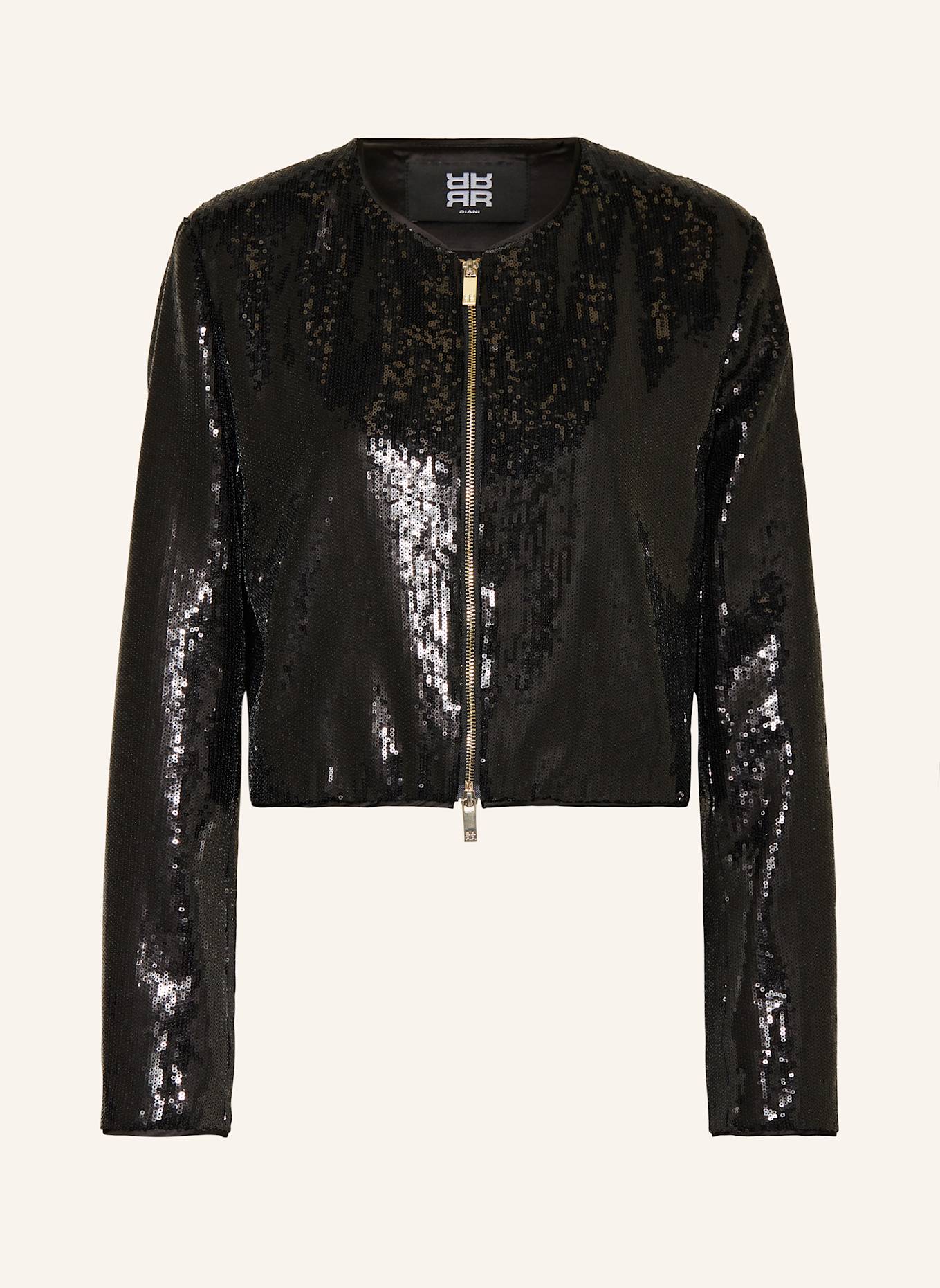 RIANI Bunda hranatého střihu s flitry: ČERNÁ