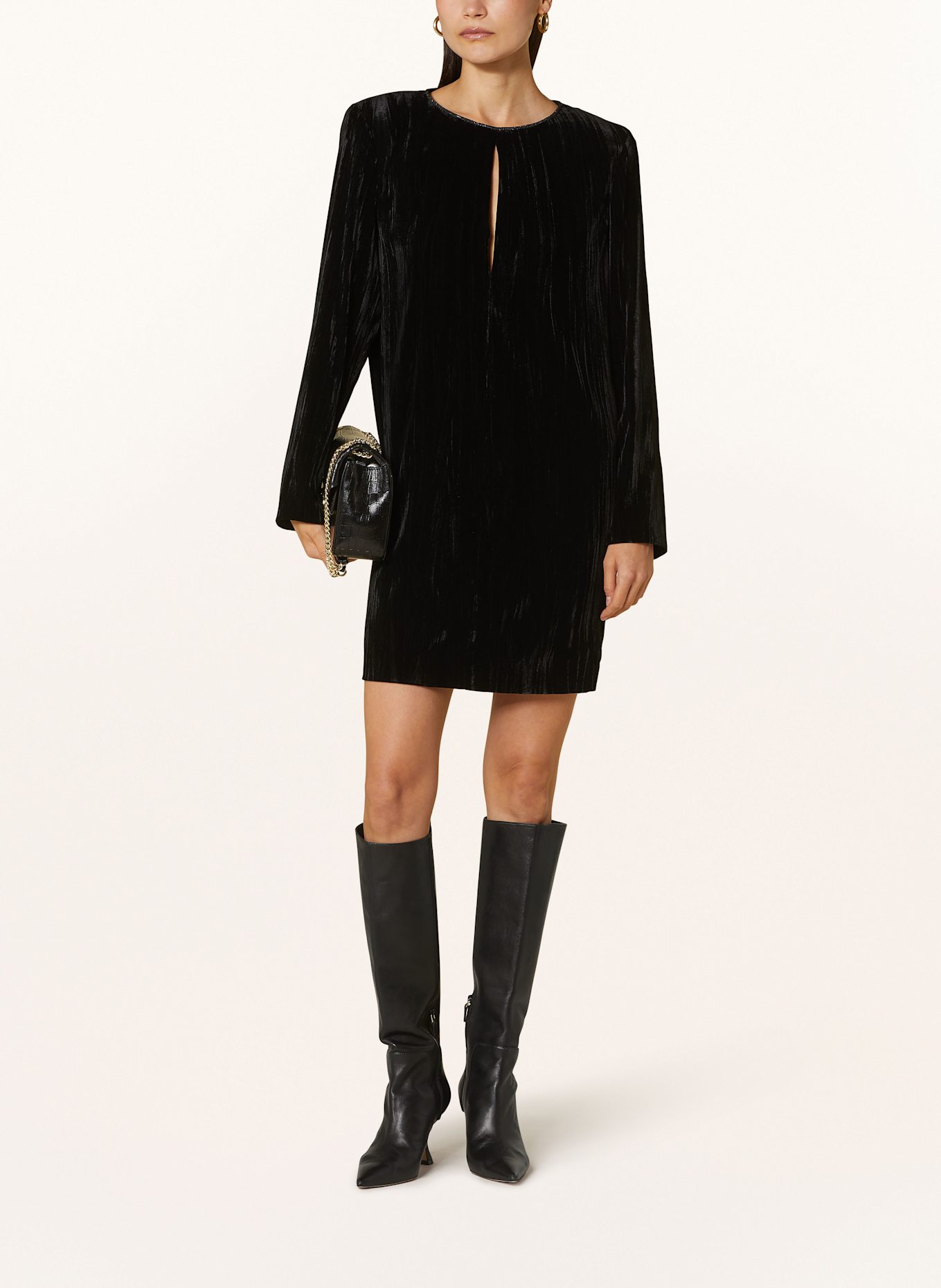 RIANI Samtkleid mit Schmucksteinen: SCHWARZ
