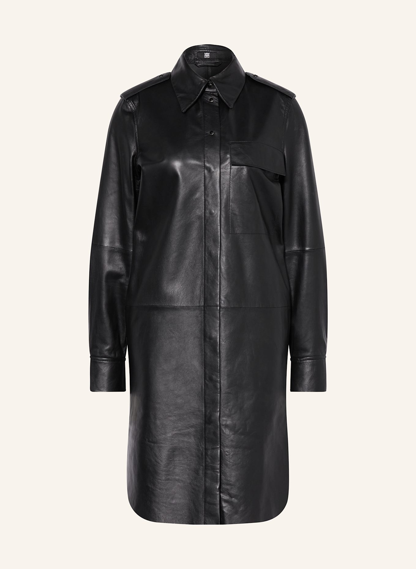 RIANI Hemdblusenkleid aus Leder: SCHWARZ