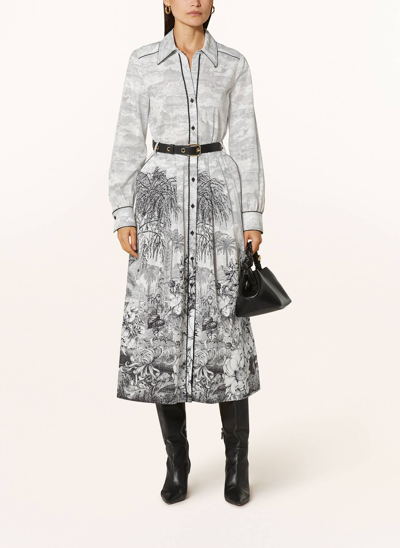 RIANI Hemdblusenkleid: WEISS / SCHWARZ