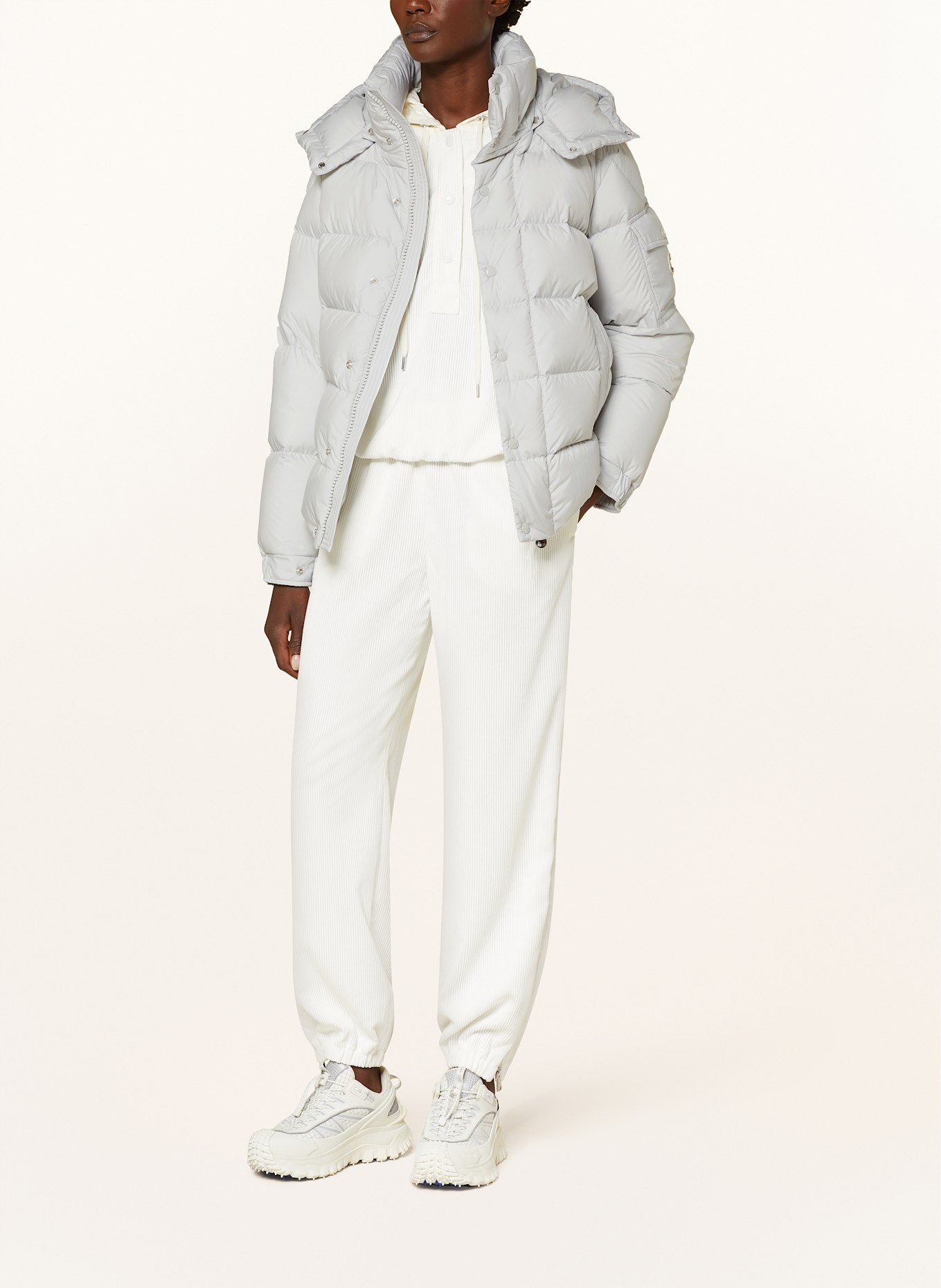 MONCLER Kurtka puchowa MAYA z odpinanym kapturem: JASNOCZARY