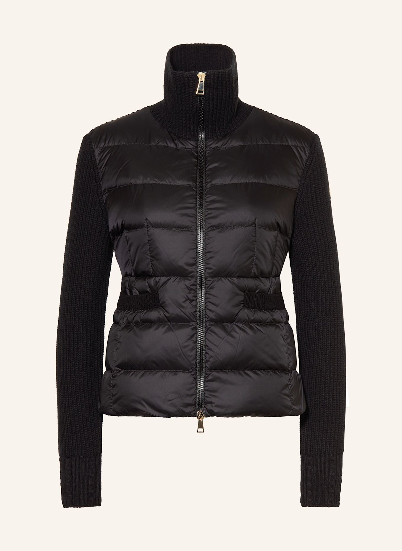 MONCLER Daunenjacke im Materialmix: SCHWARZ