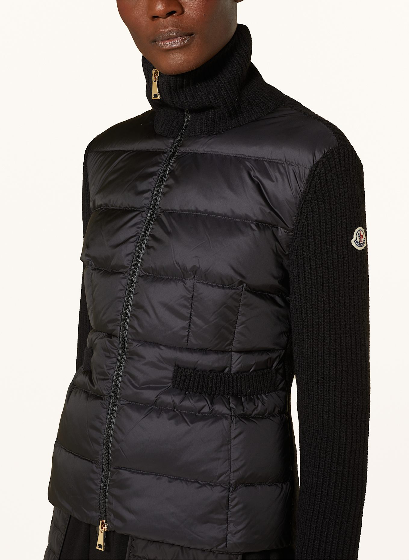 MONCLER Daunenjacke im Materialmix: SCHWARZ
