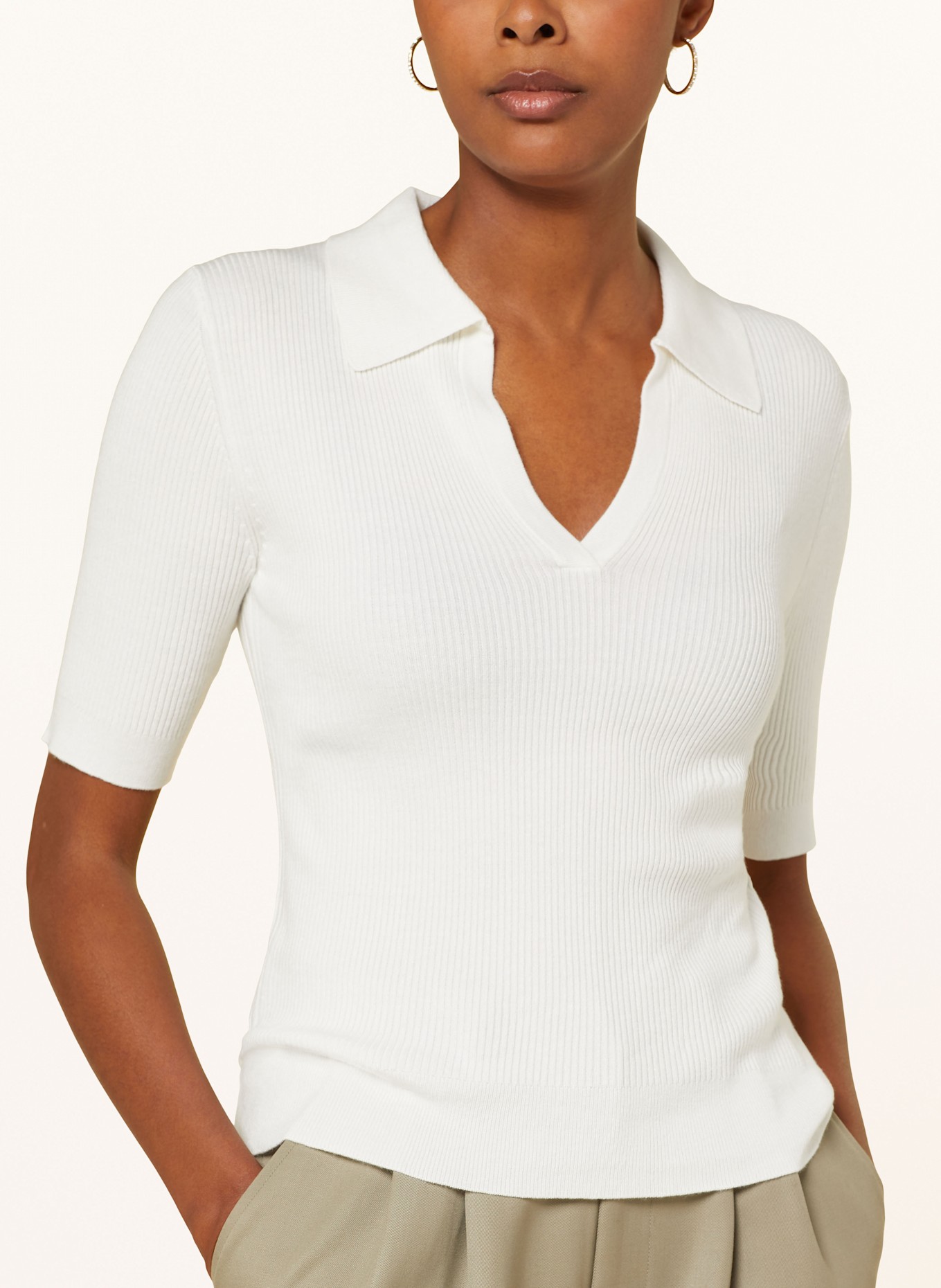 darling harbour Strick-Poloshirt: WEISS