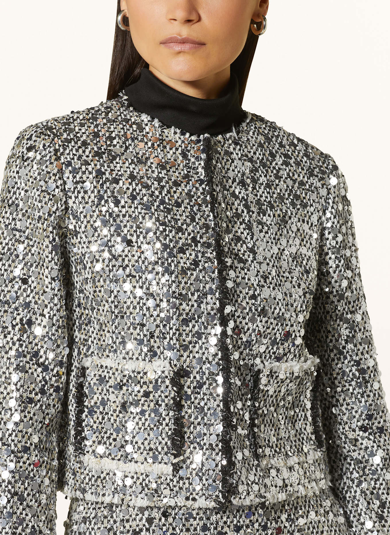rich royal Tweed box jacket with sequins