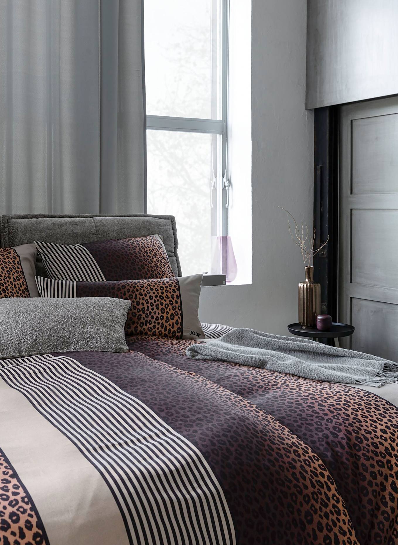 JOOP! Bettwäsche LEO: DUNKELBRAUN / GRAU