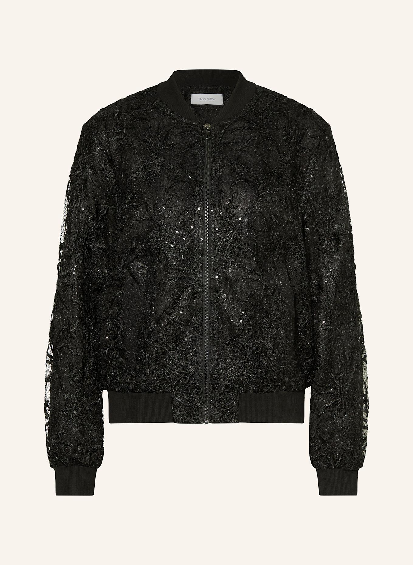 darling harbour Lace bomber jacket with sequins, Color: BLACK (Image 1)