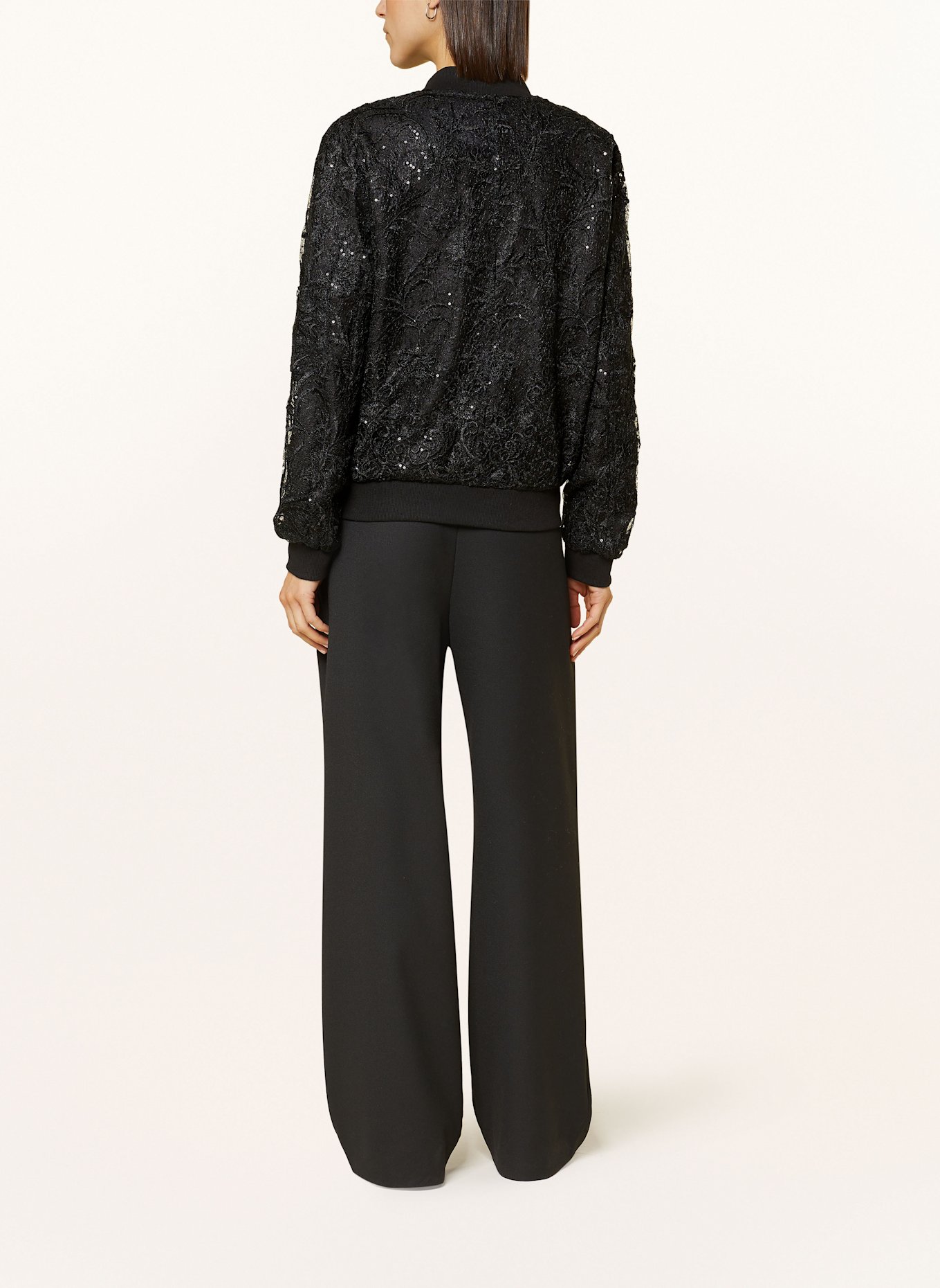 darling harbour Lace bomber jacket with sequins, Color: BLACK (Image 3)