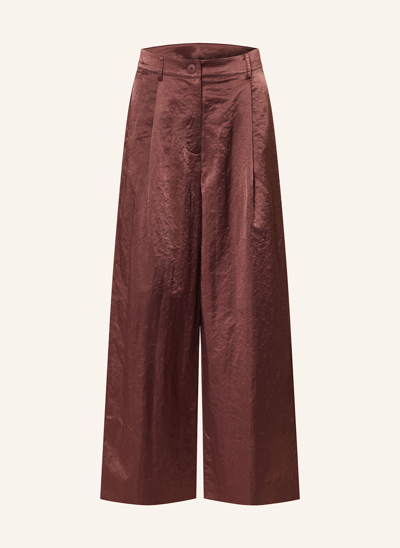 ESSENTIEL ANTWERP Wide leg trousers GAZPACHO in satin, Color: DARK RED (Image 1)