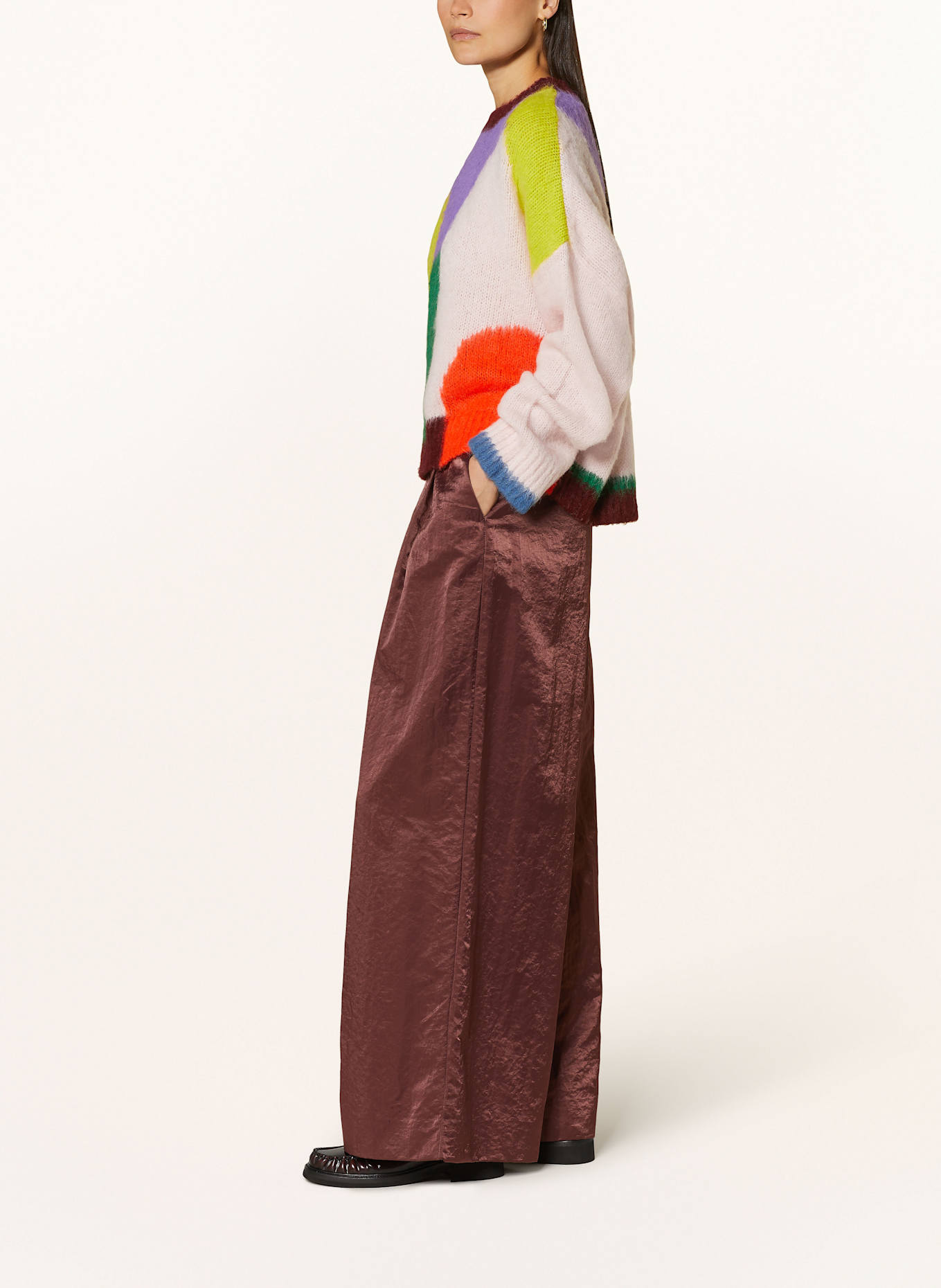 ESSENTIEL ANTWERP Wide leg trousers GAZPACHO in satin, Color: DARK RED (Image 4)