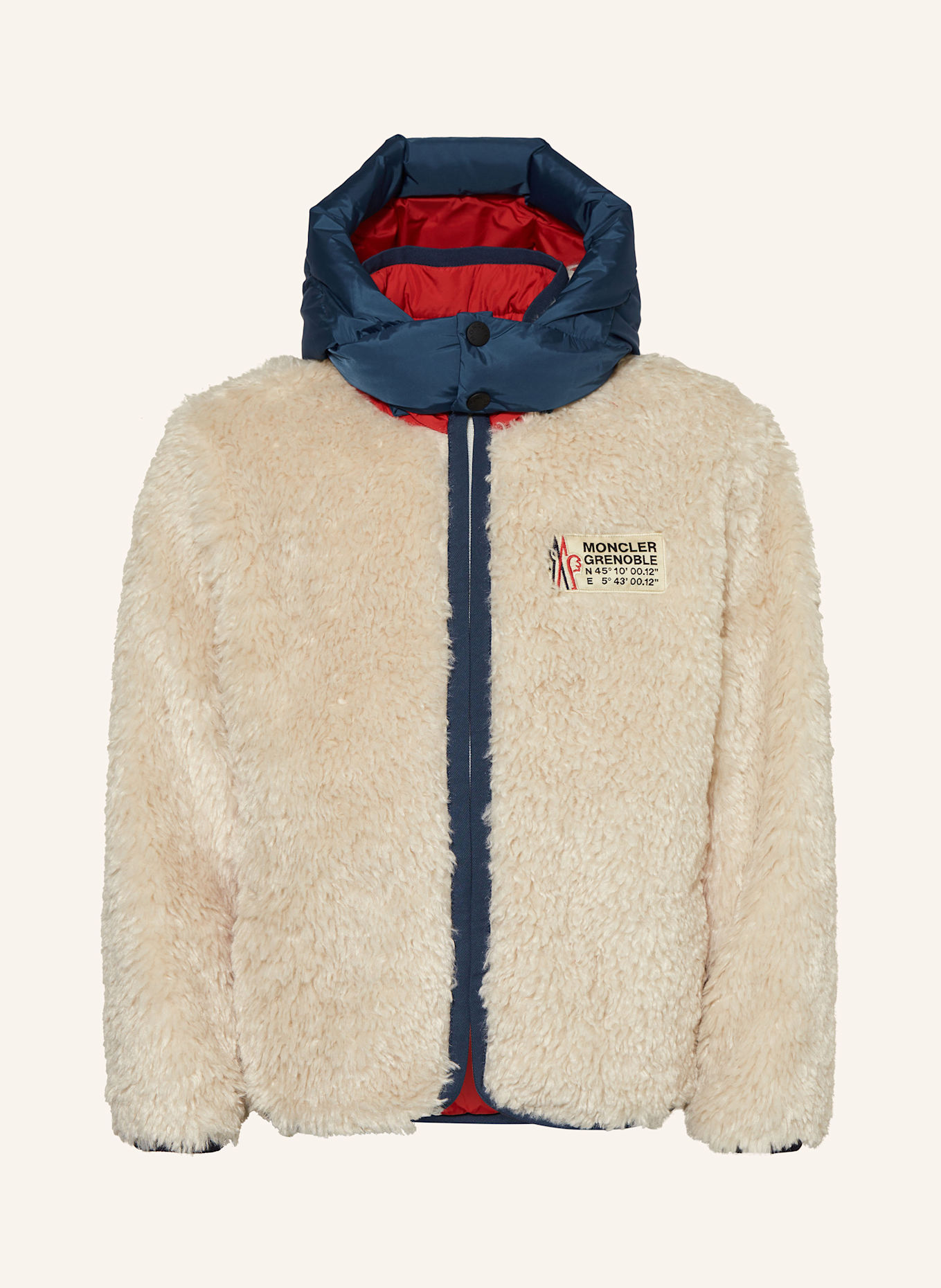 MONCLER enfant Daunen-Skijacke zum Wenden: ECRU/ BLAU/ ROT