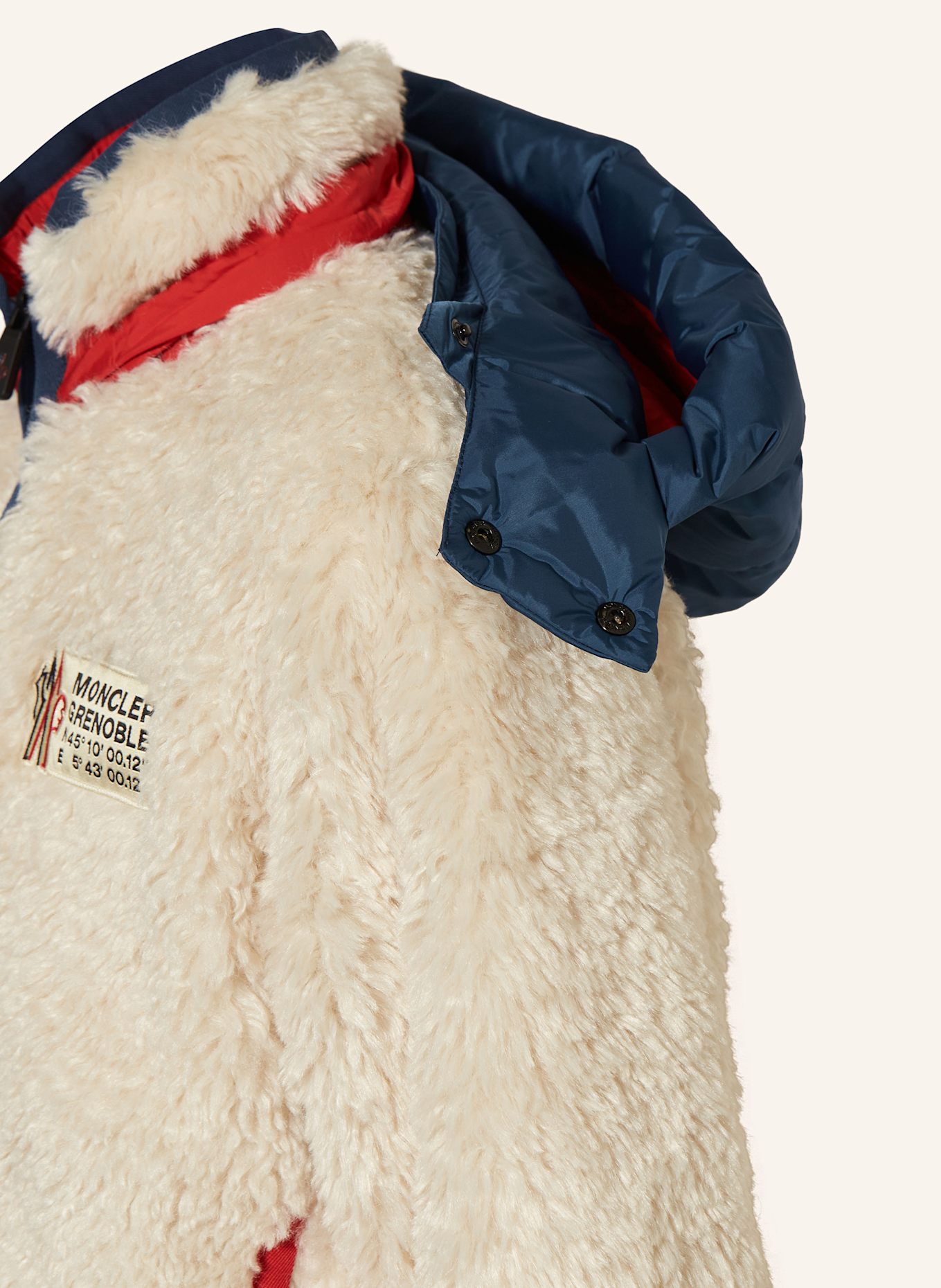 MONCLER enfant Daunen-Skijacke zum Wenden: ECRU/ BLAU/ ROT