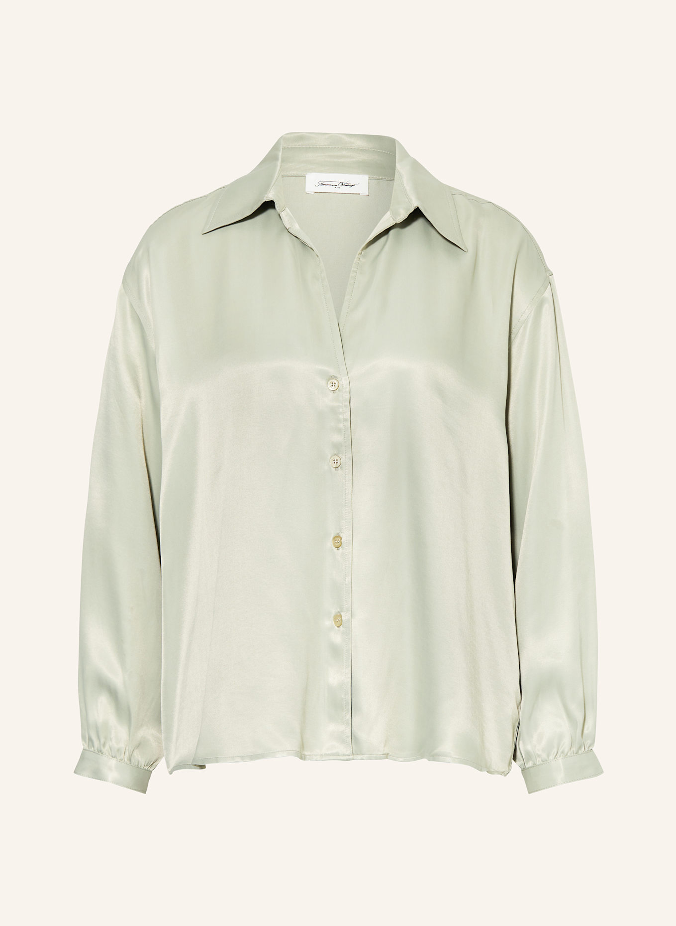 American Vintage Satin blouse UNYL, Color: LIGHT GREEN (Image 1)