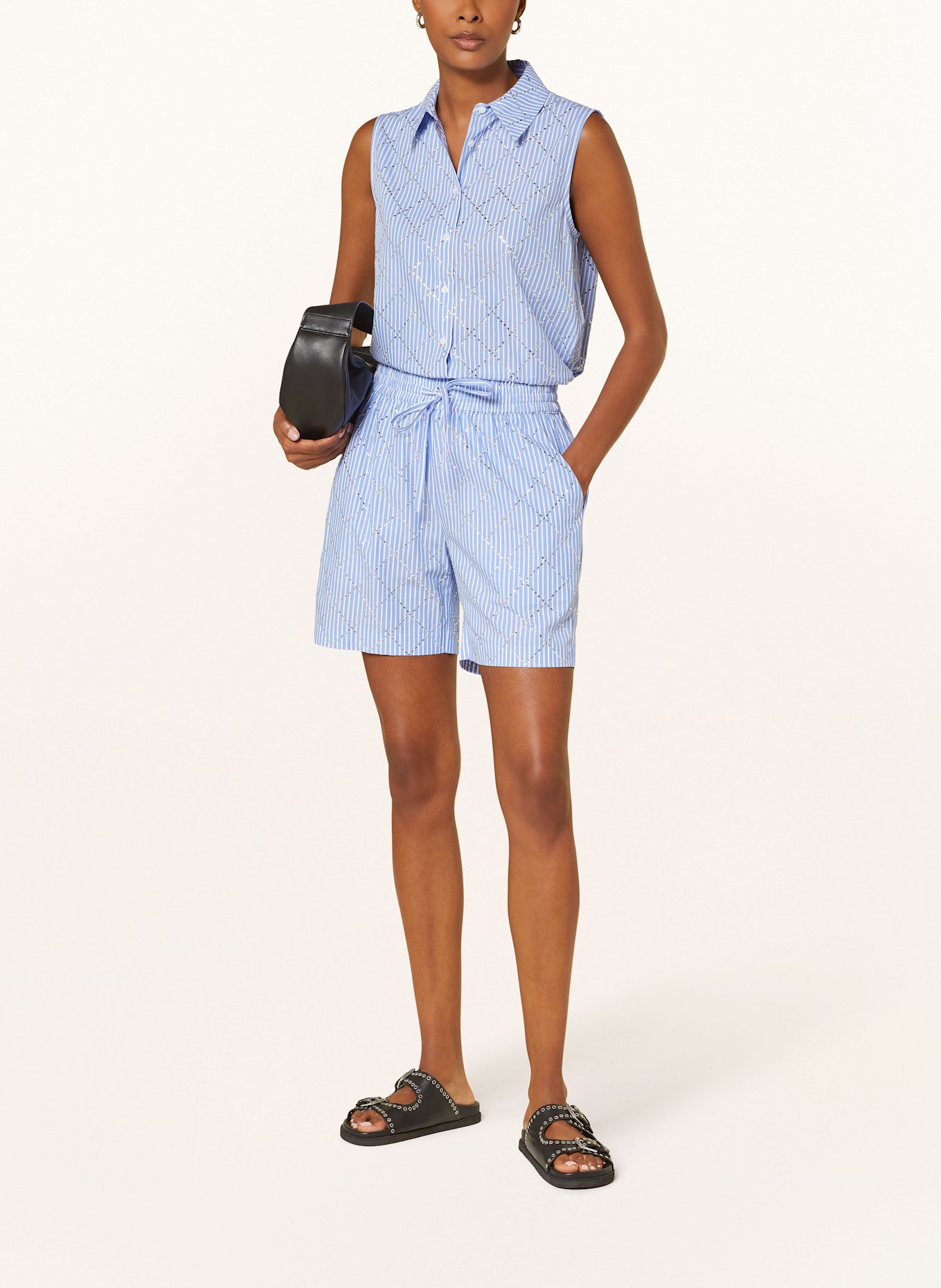 darling harbour Blusentop mit Schmucksteinen: HELLBLAU / WEISS