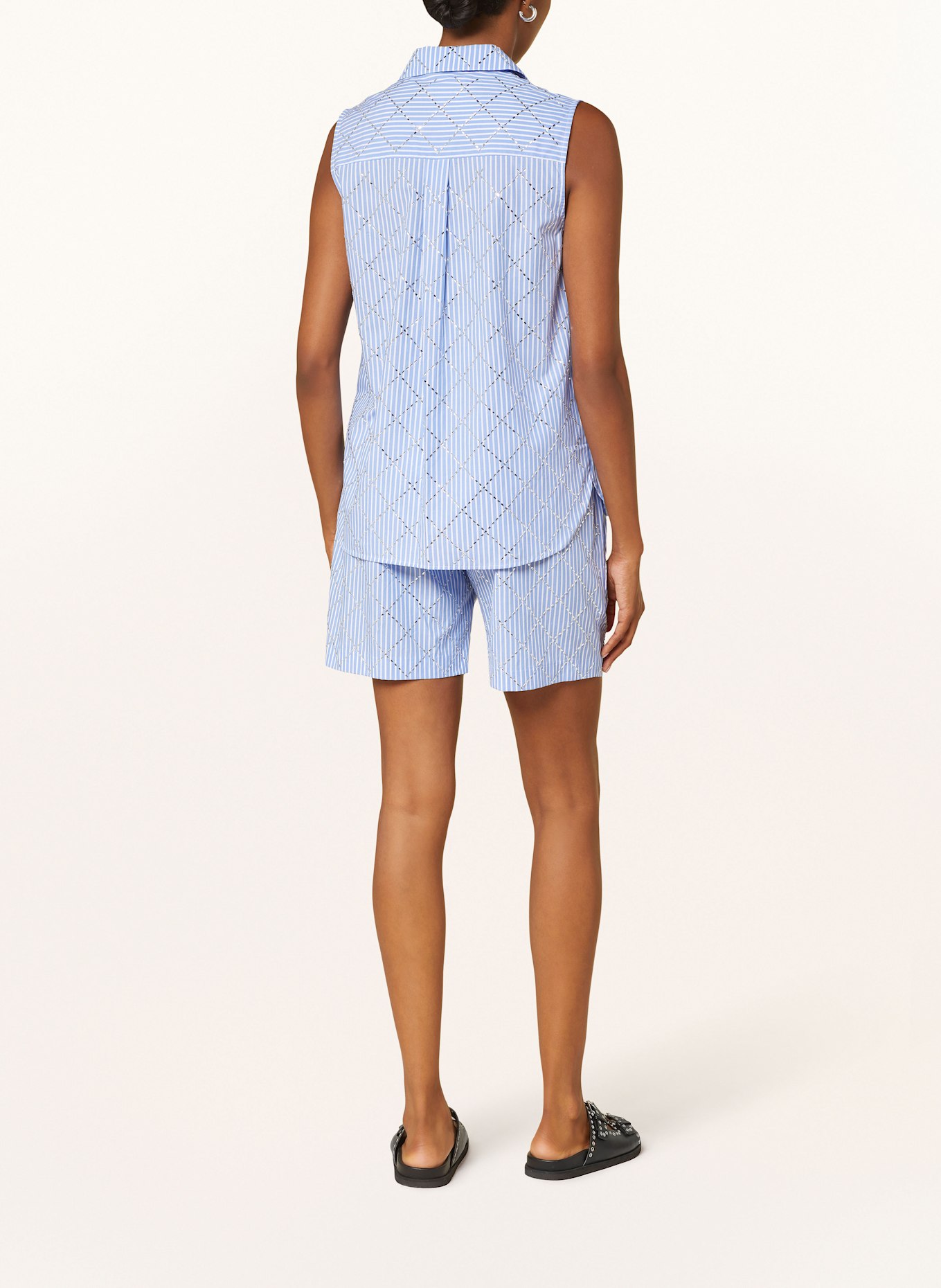 darling harbour Blusentop mit Schmucksteinen: HELLBLAU / WEISS