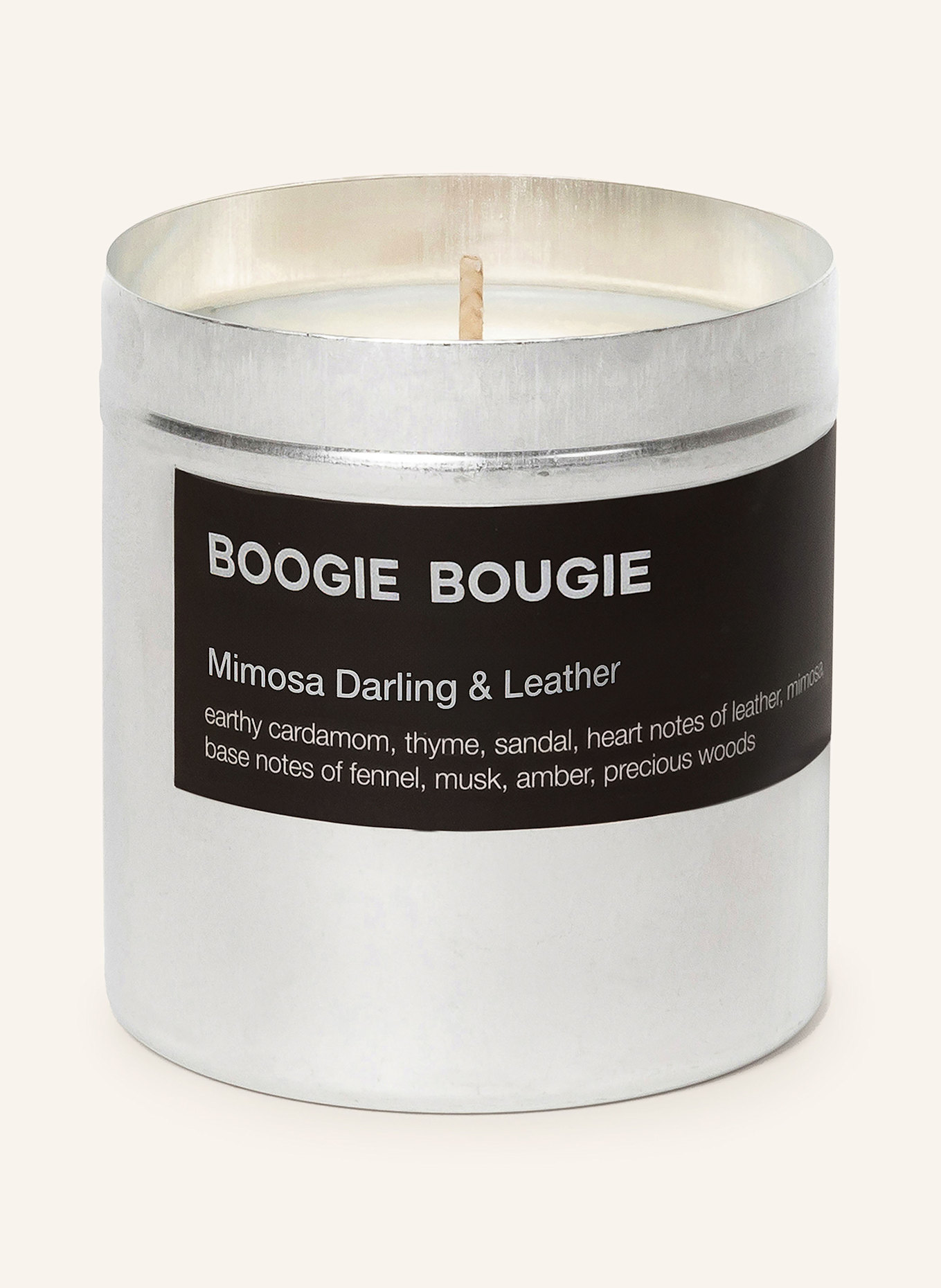 BOOGIE BOUGIE Geurkaars MIMOSA DARLING &amp; LEATHER: GEEL