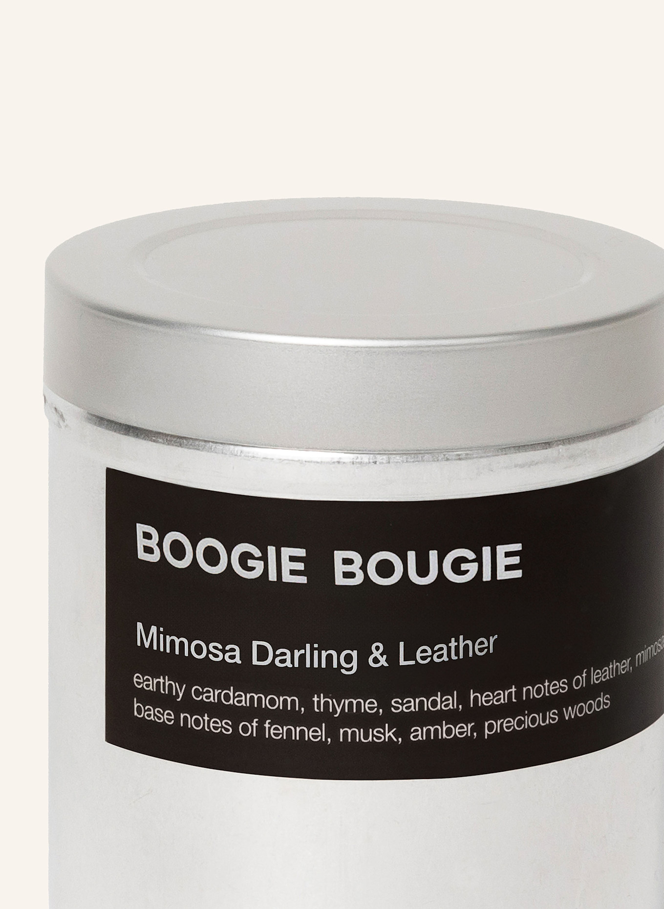 BOOGIE BOUGIE Geurkaars MIMOSA DARLING &amp; LEATHER: GEEL