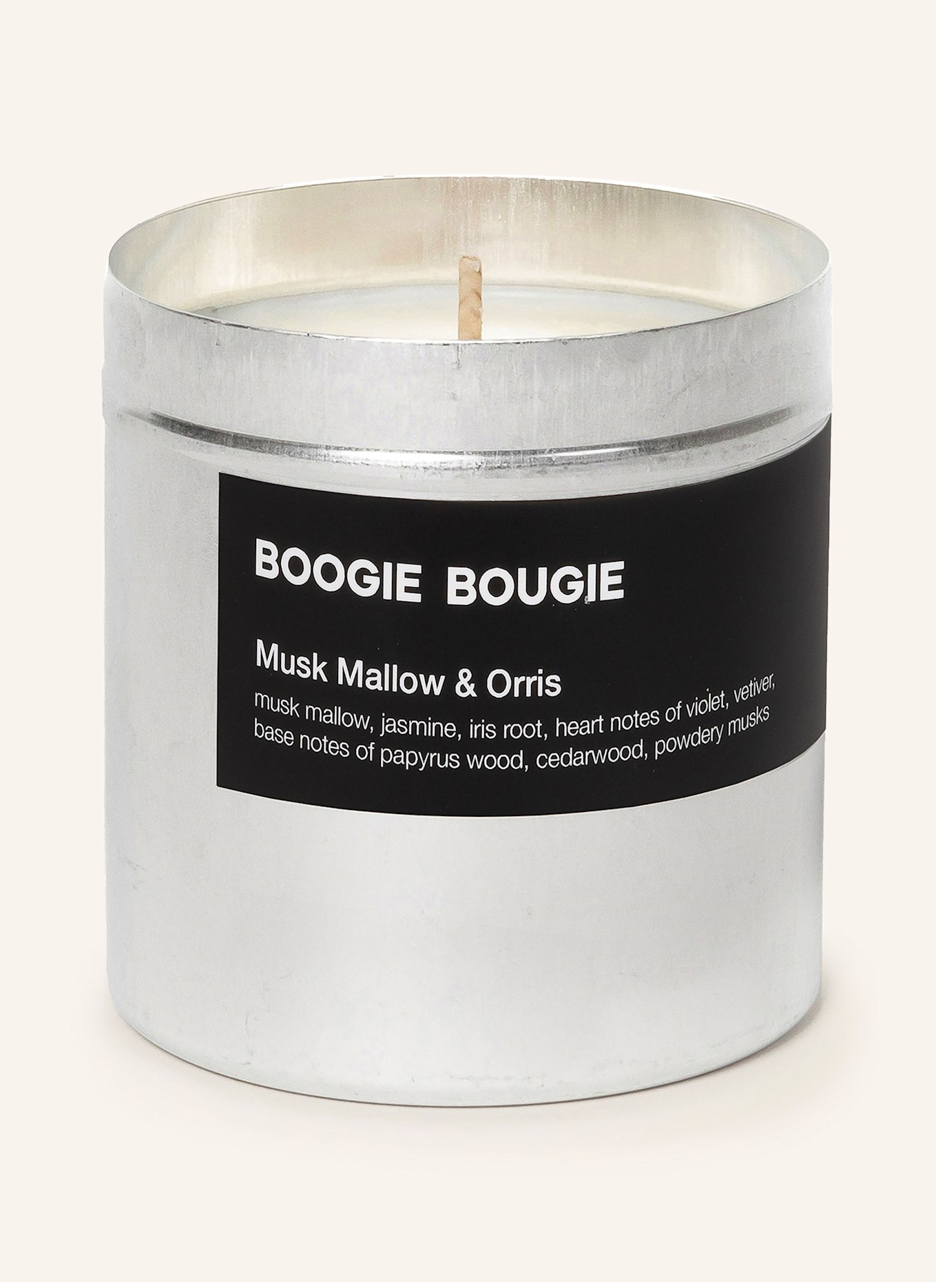 BOOGIE BOUGIE Geurkaars MUSK MALLOW ORRIS: ZILVER