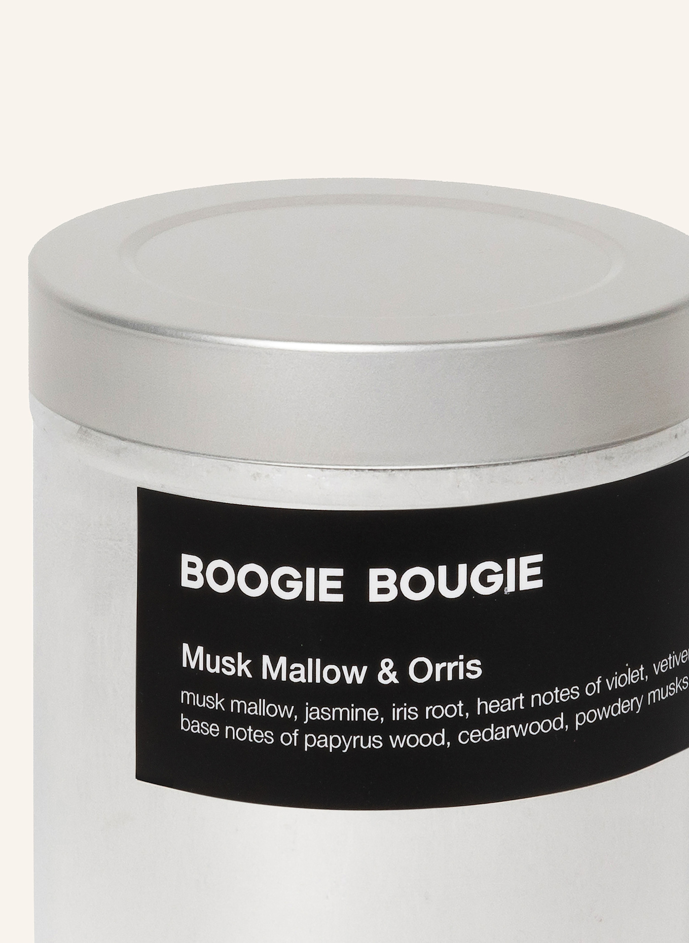 BOOGIE BOUGIE Geurkaars MUSK MALLOW ORRIS: ZILVER