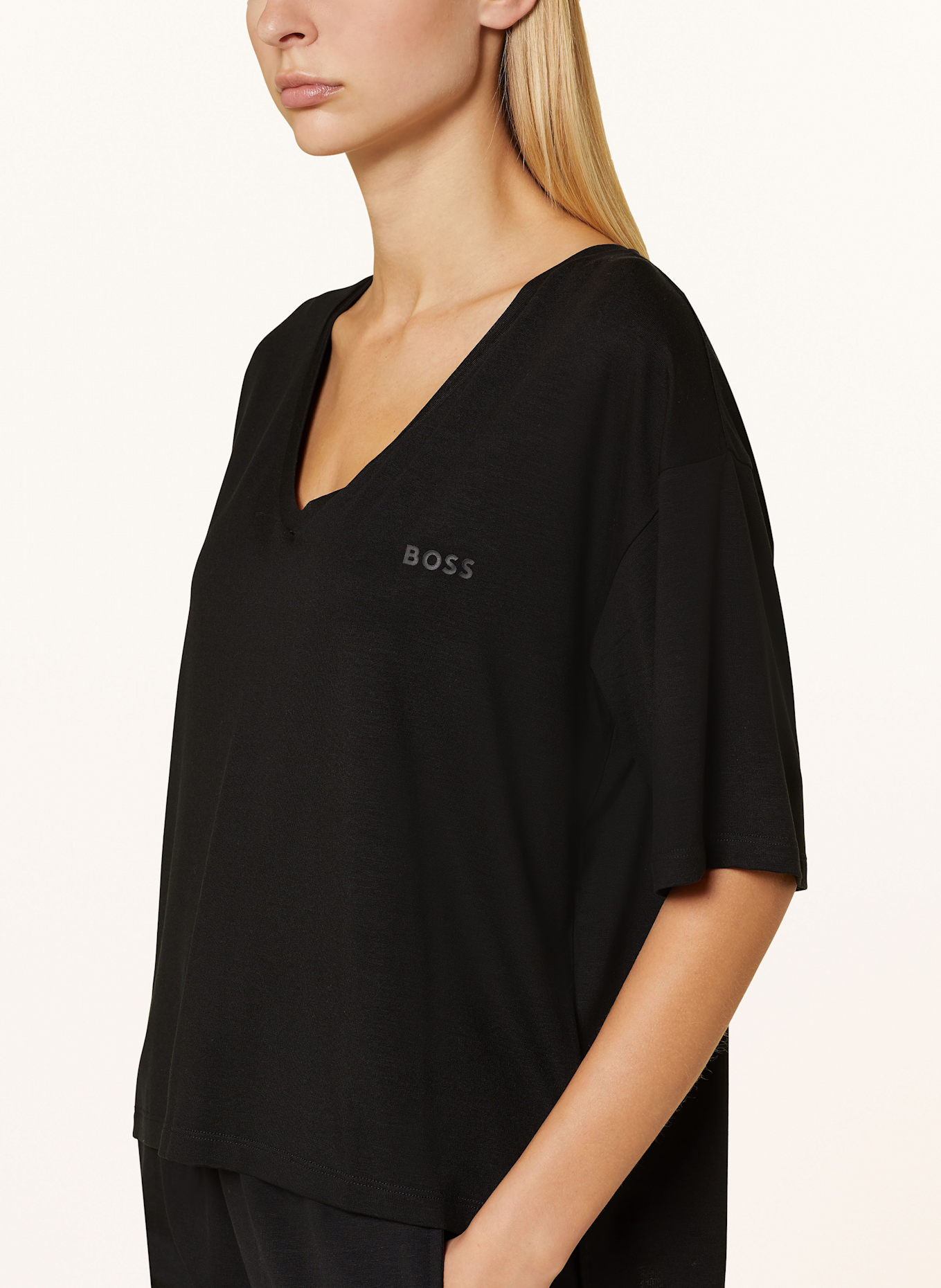 BOSS Pyžamové tričko CP STRIPE: ČERNÁ