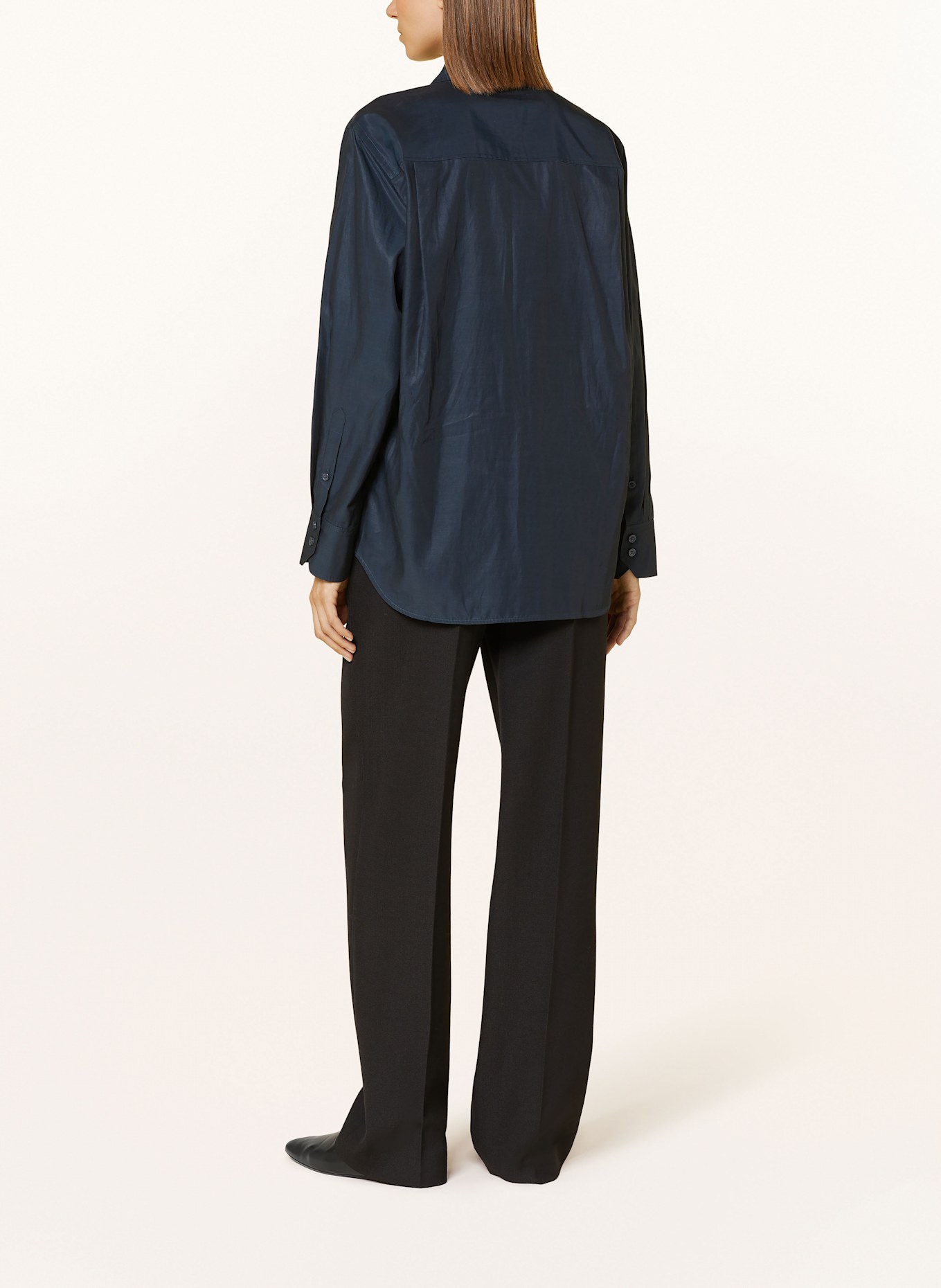 COS Satin shirt blouse: DARK BLUE