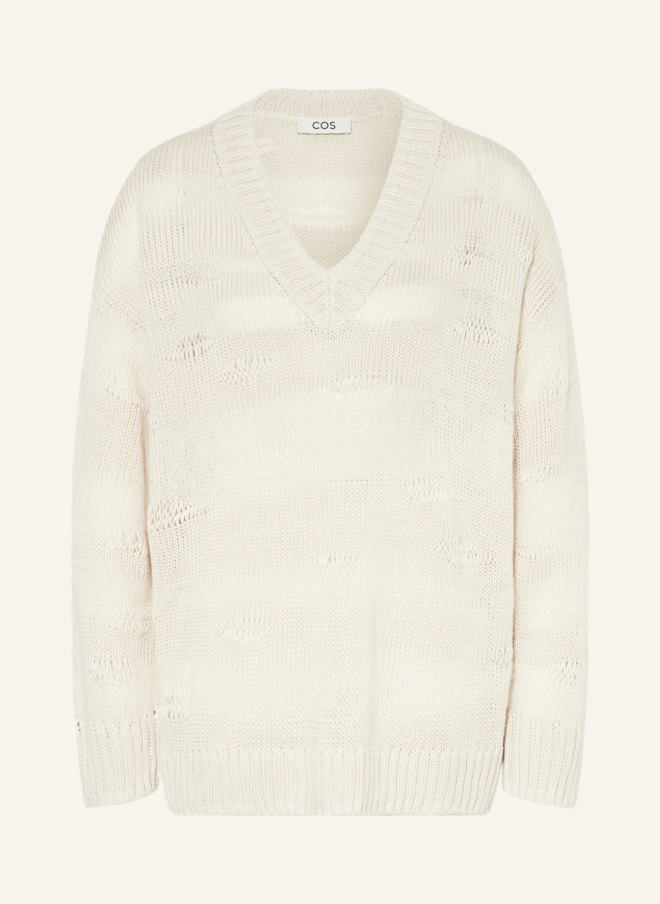 COS Pullover mit Leinen: WEISS/ HELLBRAUN