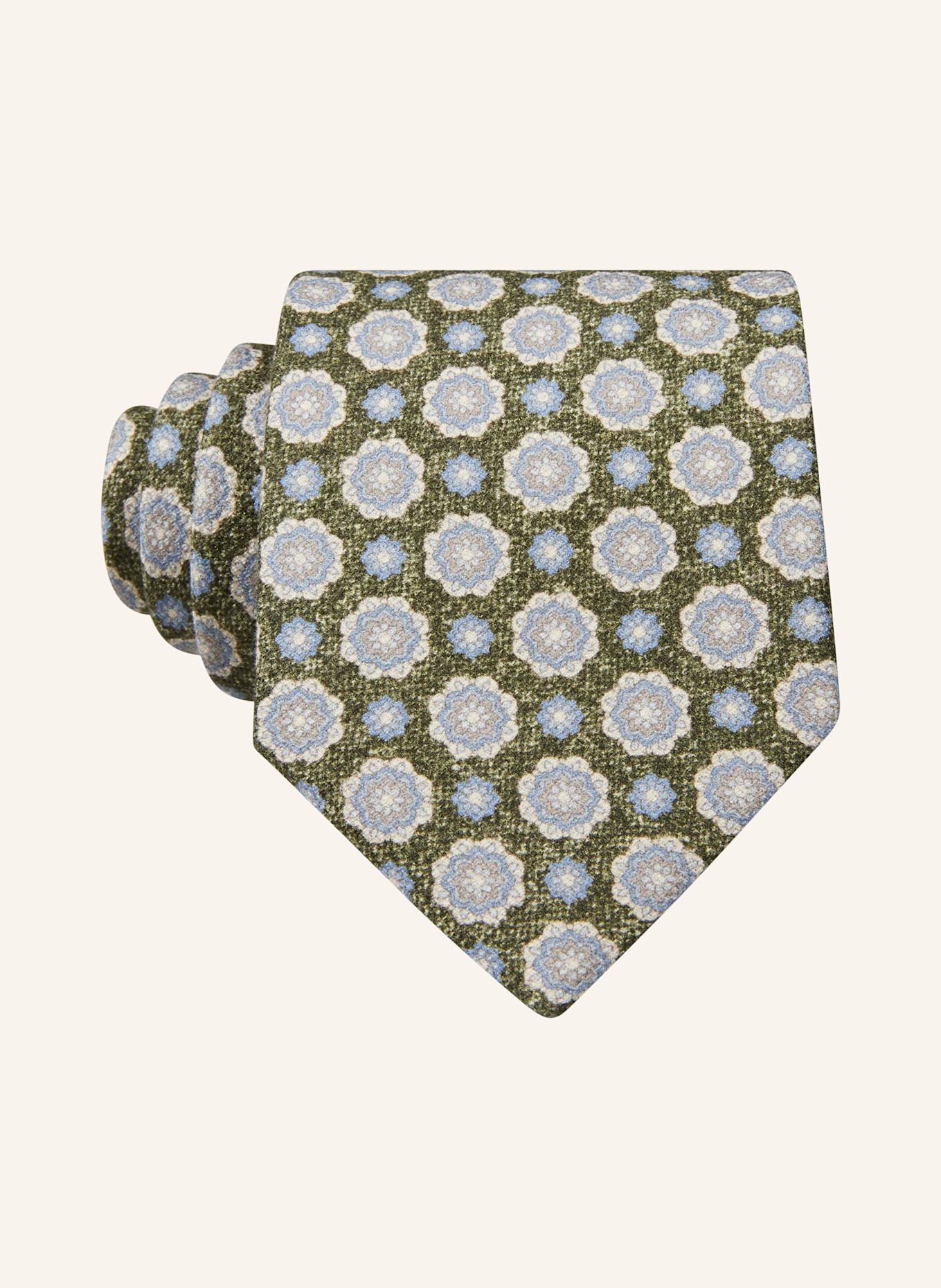 PAUL Tie: OLIVE / LIGHT BLUE / ECRU