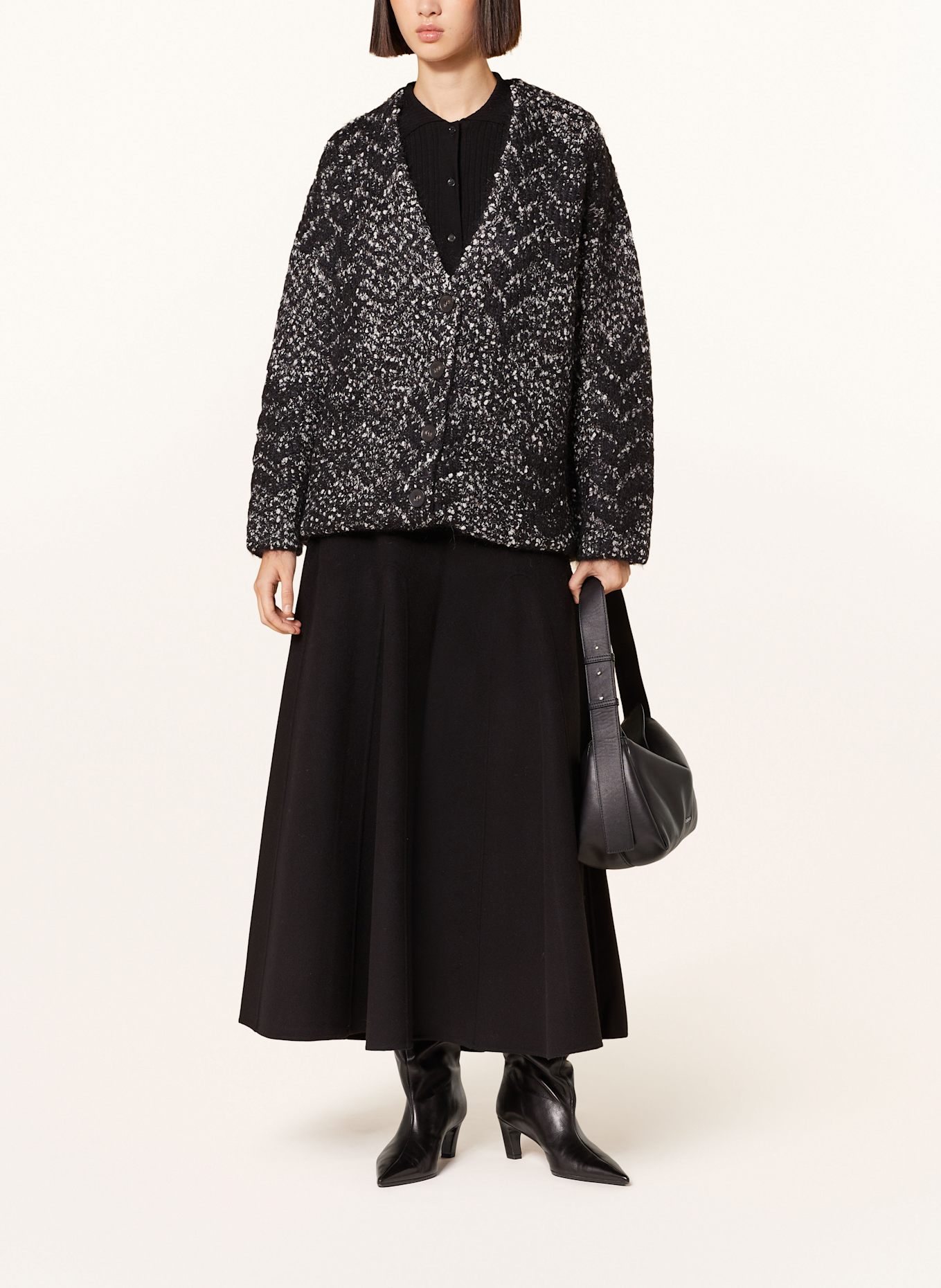 COS Strickjacke: SCHWARZ/ HELLGRAU