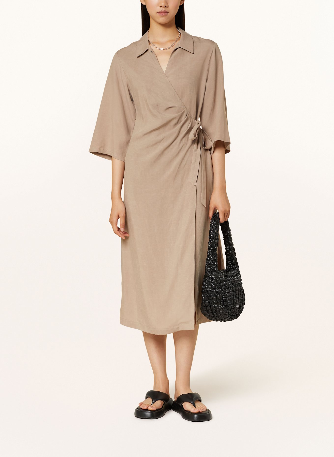 SAMSØE SAMSØE Wickelkleid SAHANI mit 3/4-Arm: HELLBRAUN