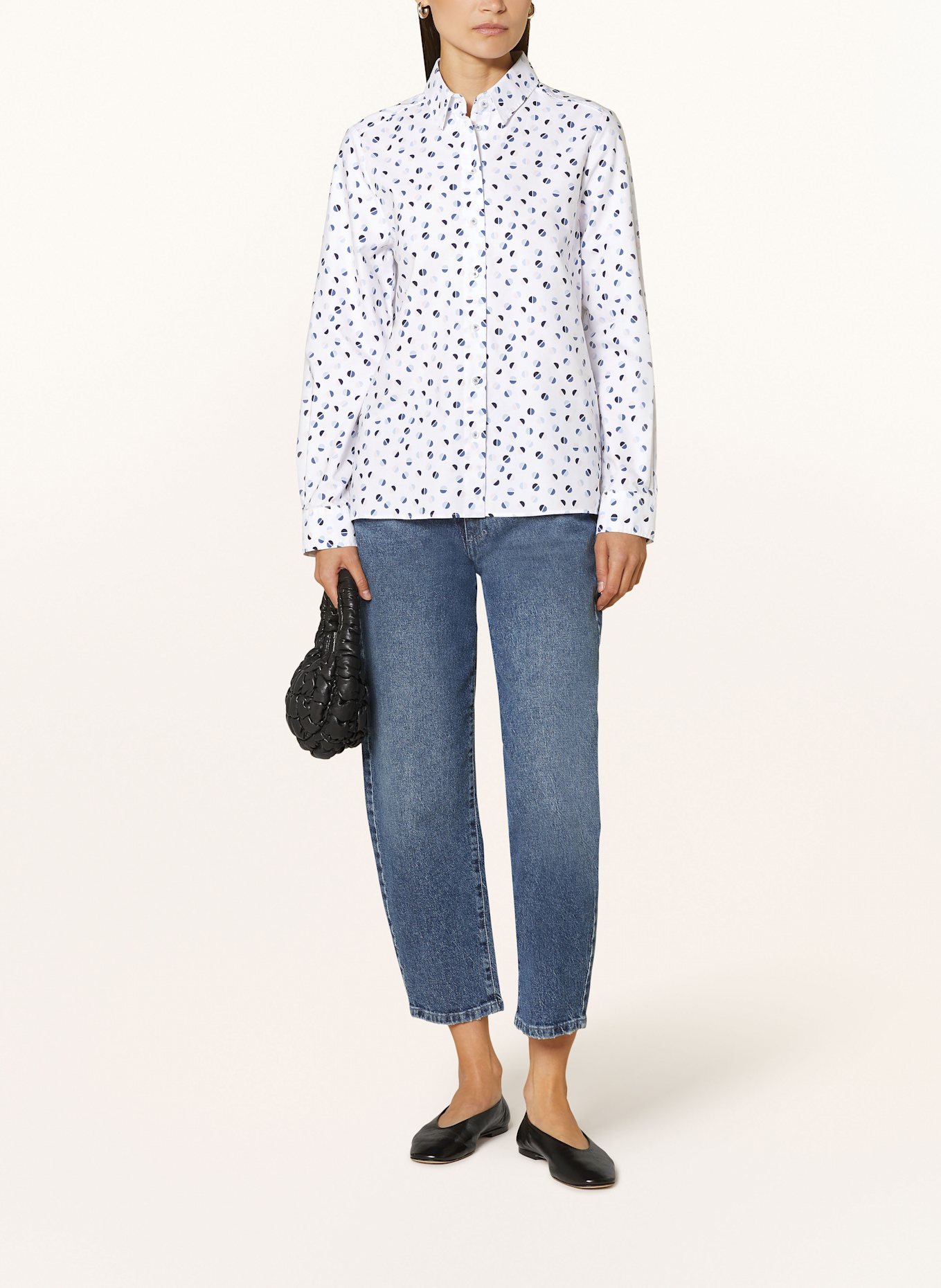 ETERNA Shirt blouse: WHITE/ DARK BLUE/ LIGHT BLUE
