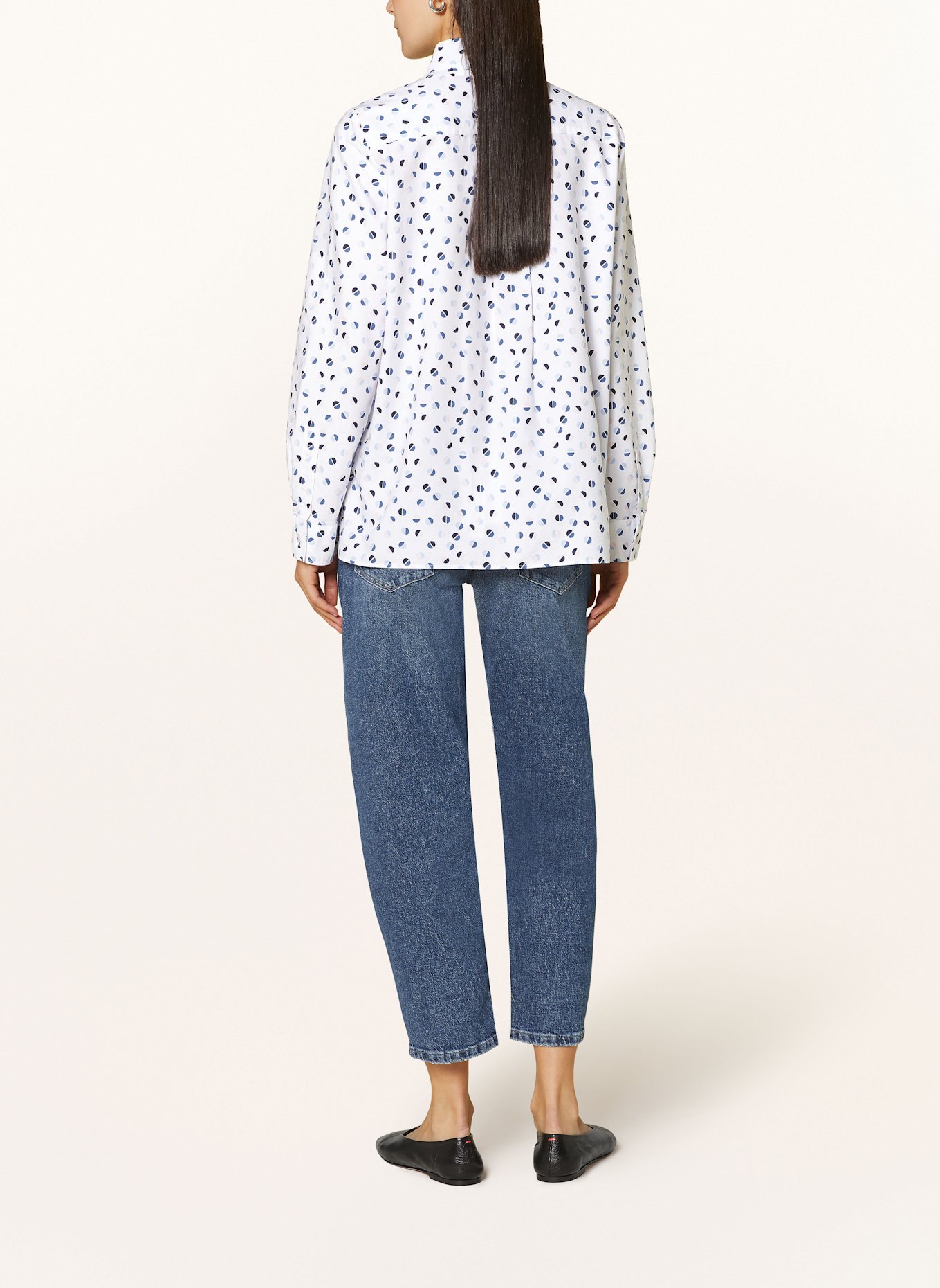 ETERNA Shirt blouse: WHITE/ DARK BLUE/ LIGHT BLUE