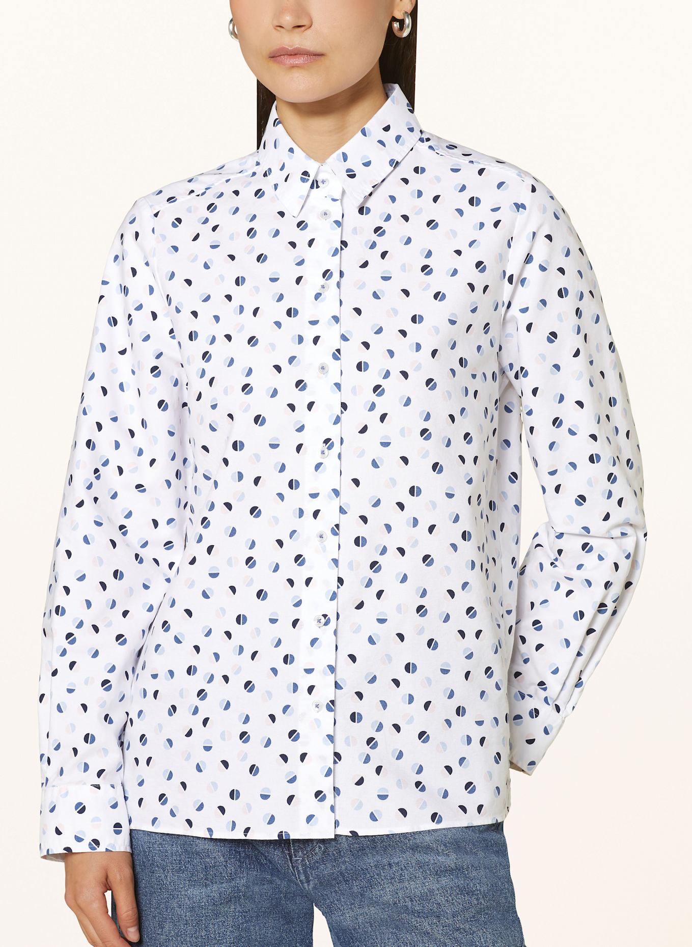 ETERNA Shirt blouse: WHITE/ DARK BLUE/ LIGHT BLUE