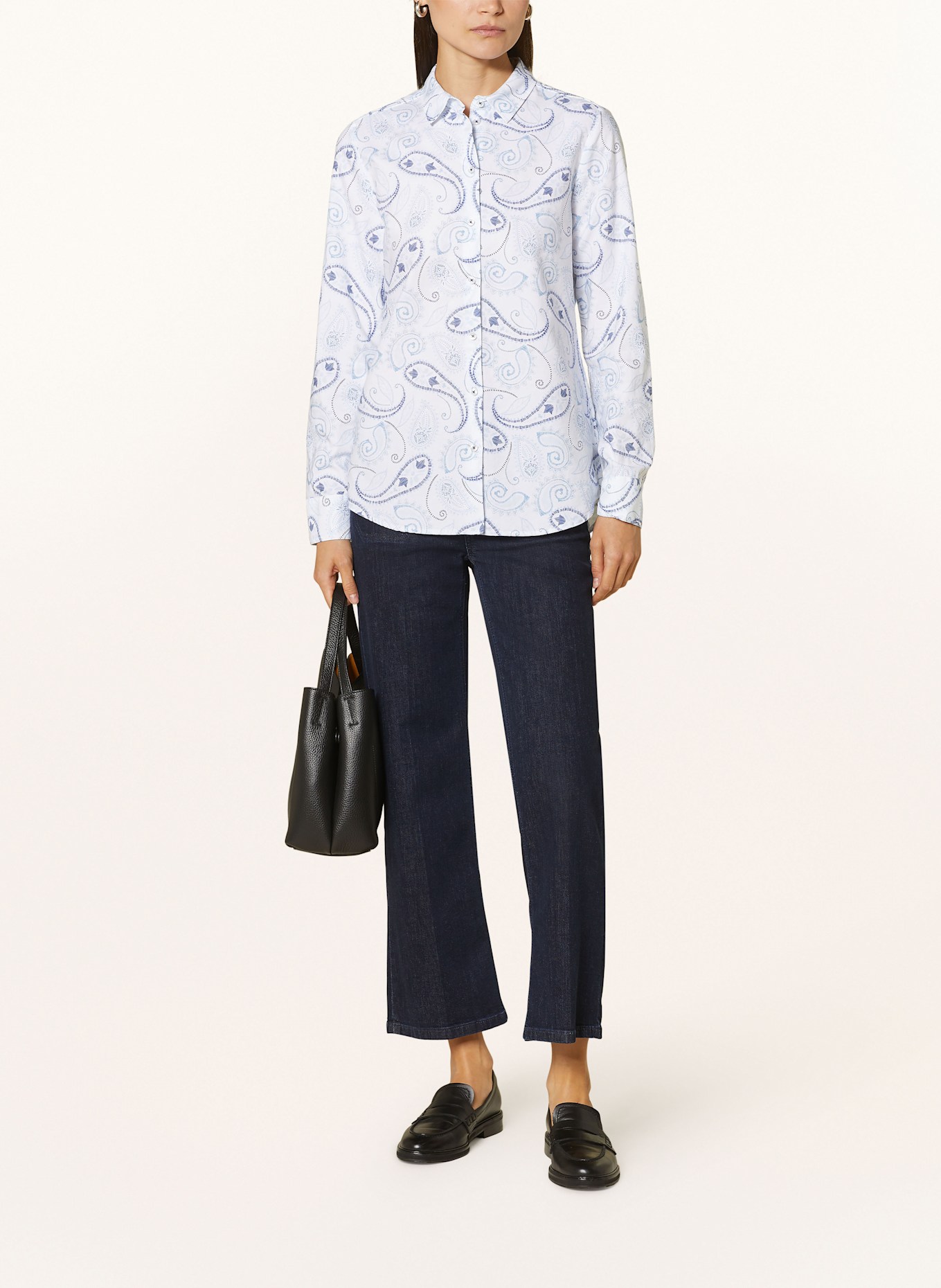 ETERNA Shirt blouse: WHITE/ LIGHT BLUE/ DARK BLUE