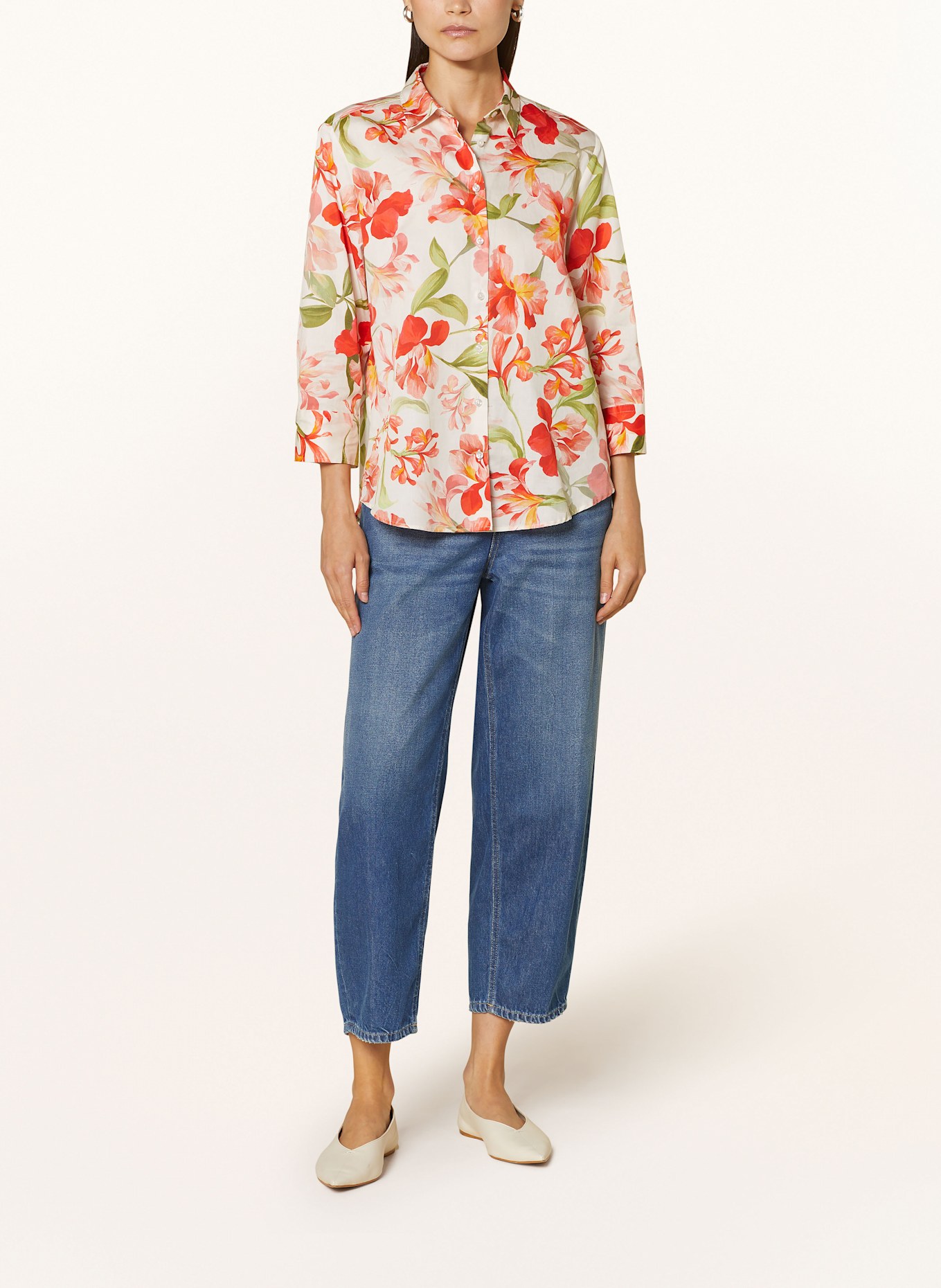ETERNA Shirt blouse: CREAM/ ORANGE/ LIGHT GREEN
