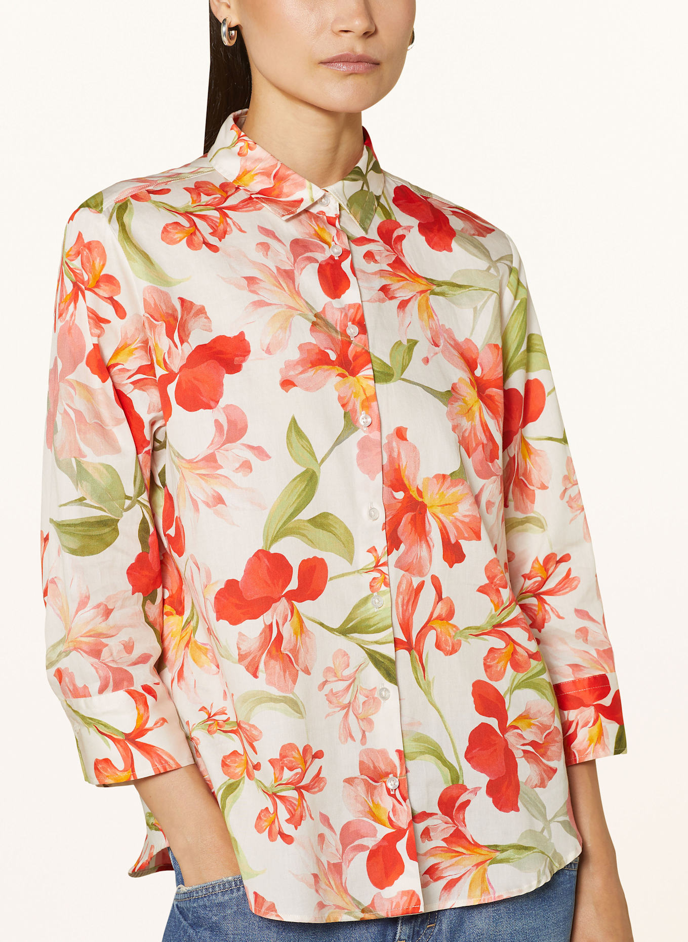 ETERNA Shirt blouse: CREAM/ ORANGE/ LIGHT GREEN
