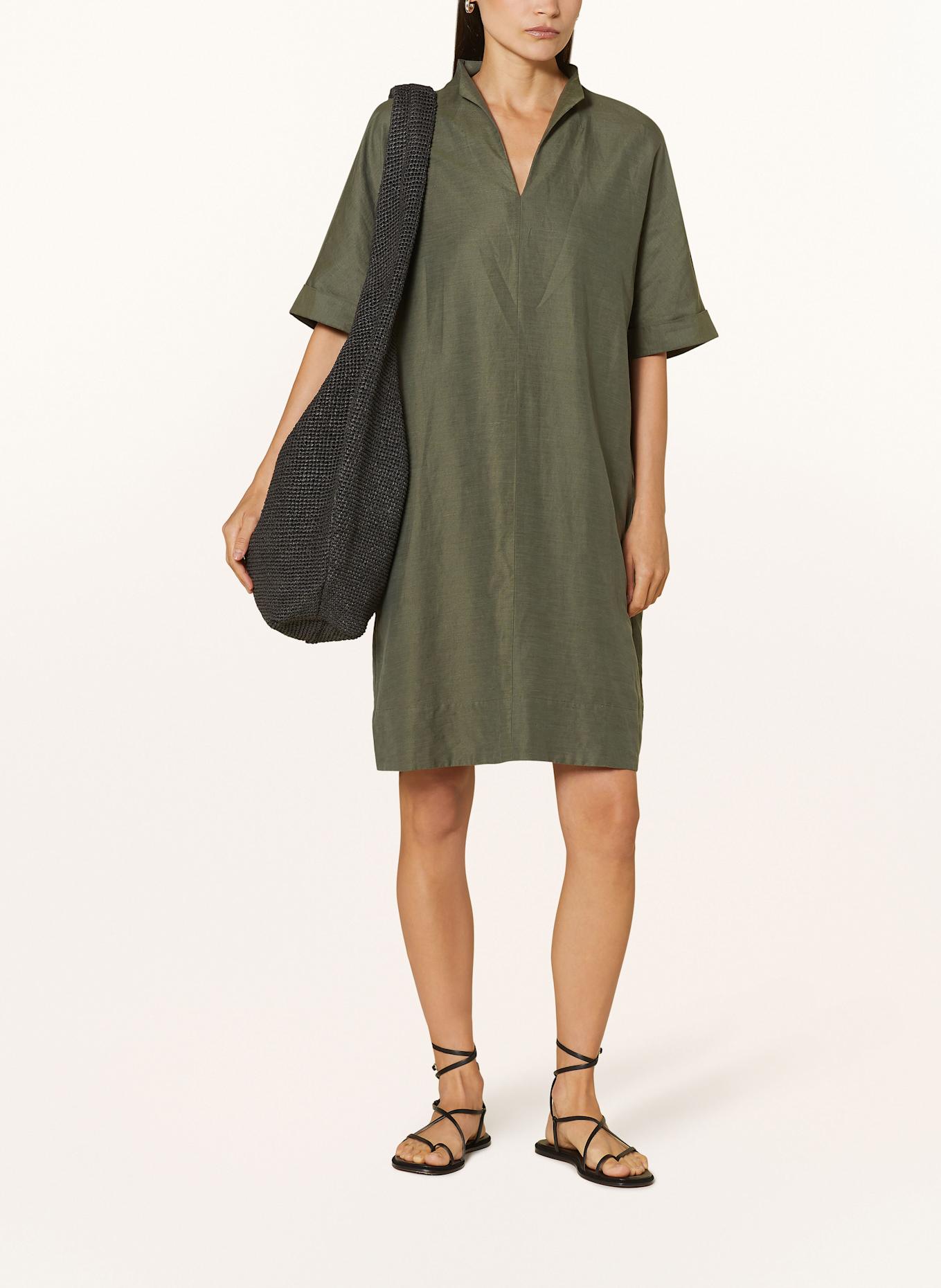 ETERNA Dress with linen: KHAKI