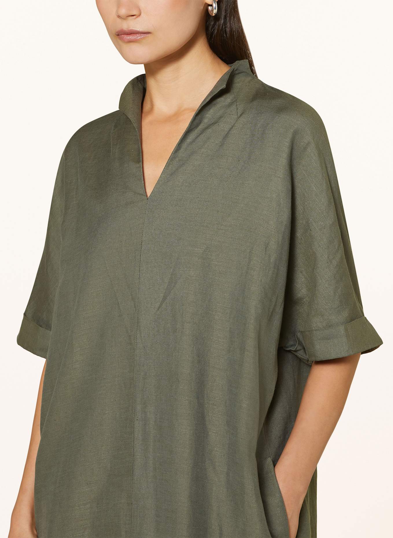 ETERNA Dress with linen: KHAKI