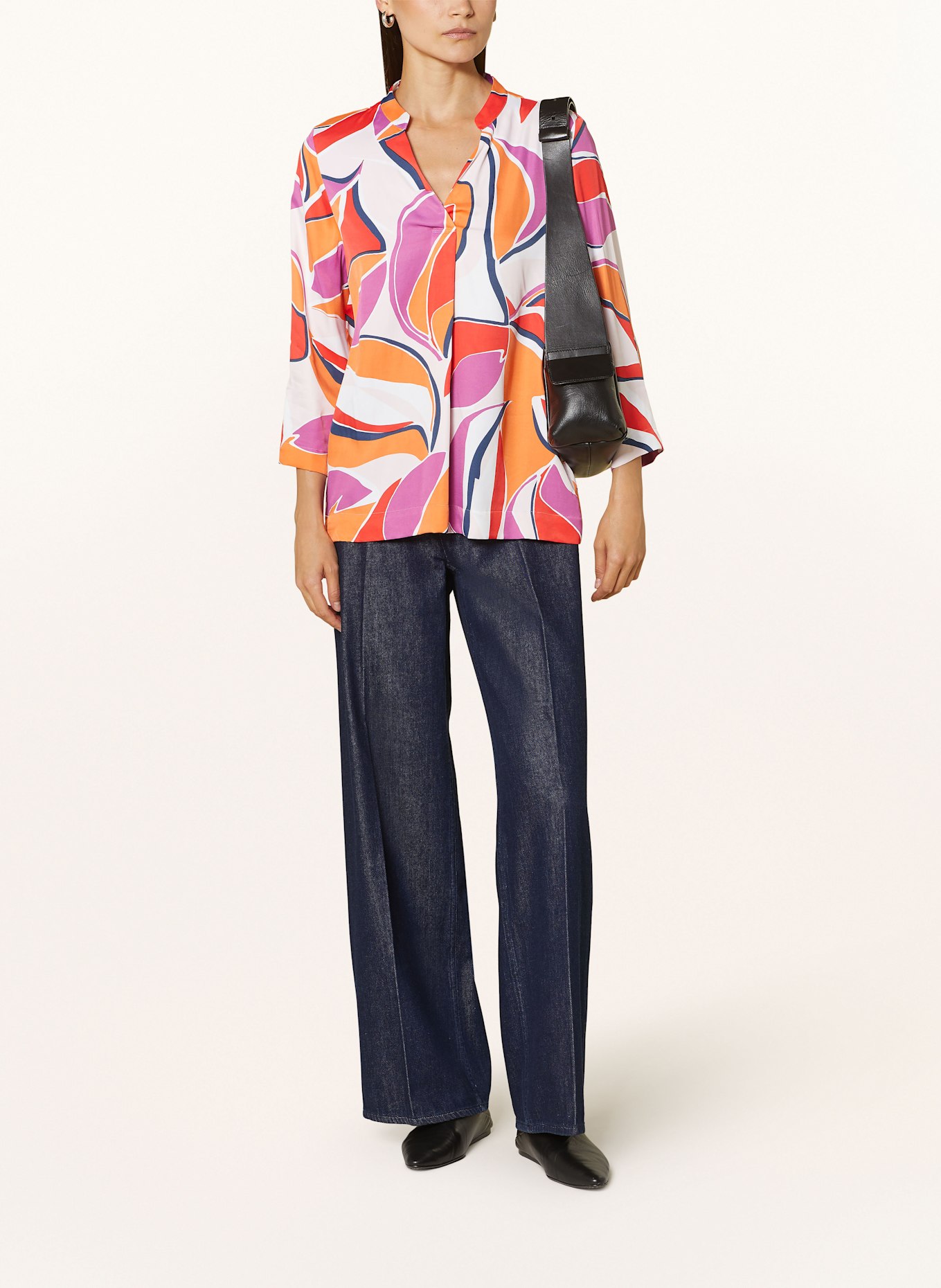 ETERNA Shirt blouse: WHITE/ ORANGE/ FUCHSIA