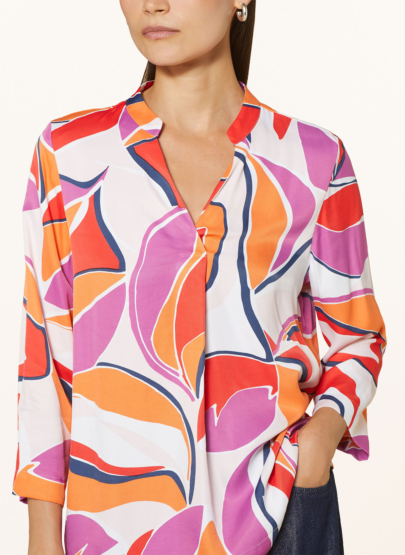 ETERNA Shirt blouse: WHITE/ ORANGE/ FUCHSIA