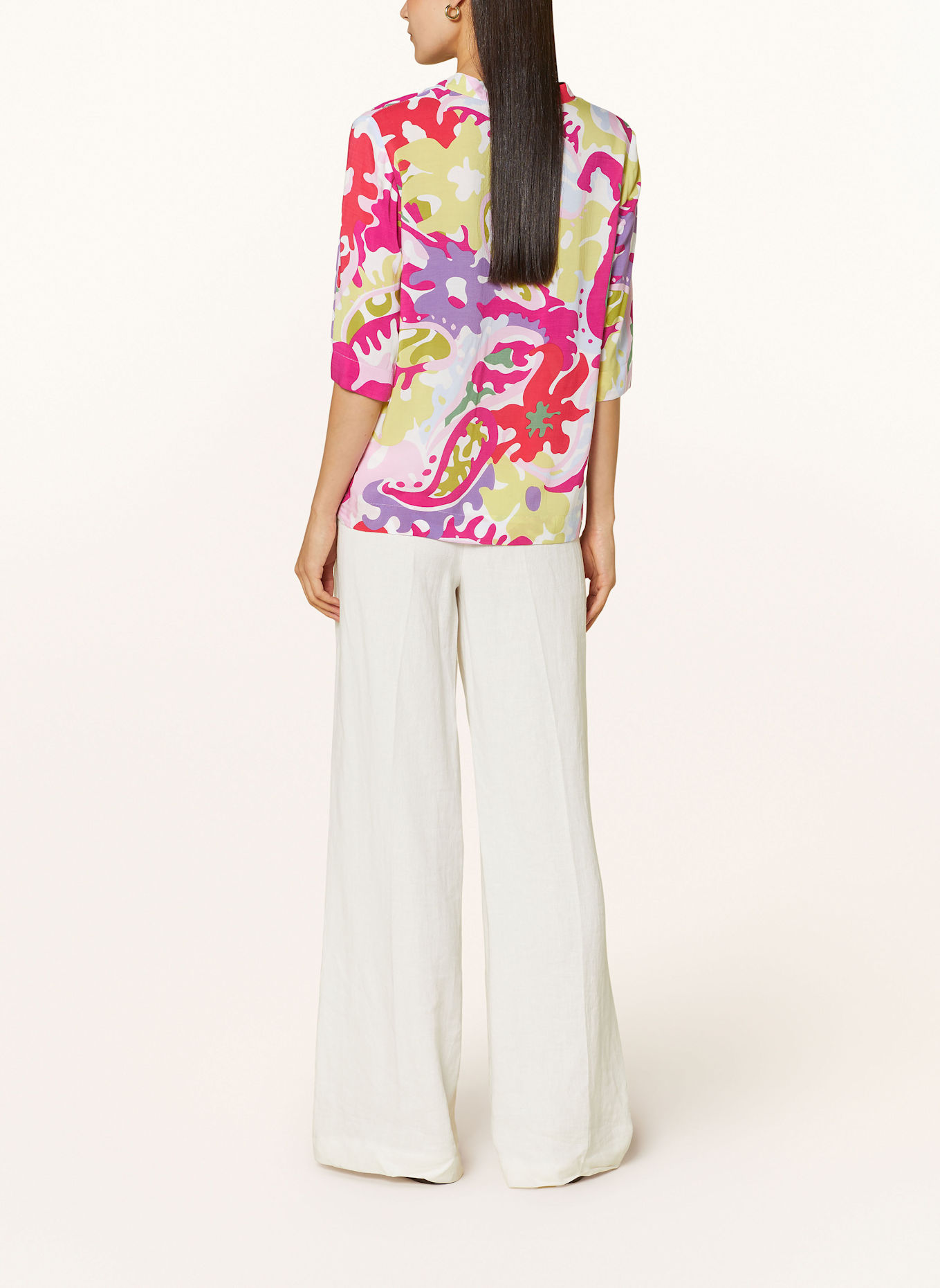 ETERNA Shirt blouse: WHITE/ LIGHT BLUE/ FUCHSIA